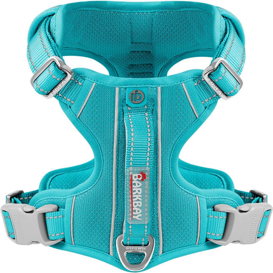 BARKBAY Dog Harness No Pull with ID Tag Pocket - Heavy Duty, Reflective, Easy Control for Large Dogs(Ocean Blue,M)