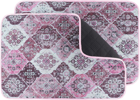 IEUUMLER Washable Pee Pads for Dogs, 2 Pack Reusable Pee Pads for Dogs Non-Slip Grip, Super Absorbent Waterproof Puppy Pads for Potty Training, Playpen, Crate, Whelping Box EU011 Pink, 30x20