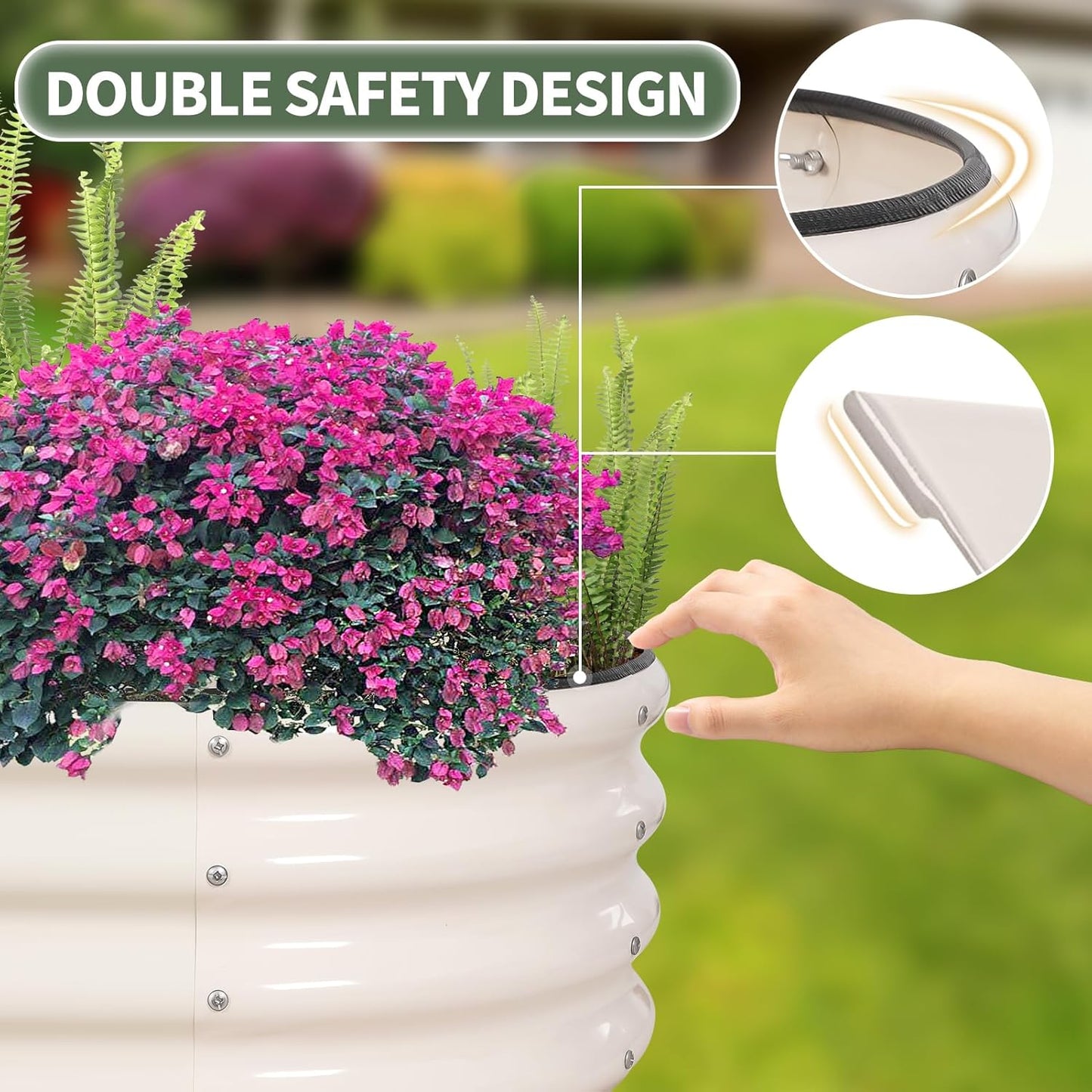 1MORE Galvanized Raised Garden Bed- Planter Garden Boxes Outdoor, Raised Beds for Gardening, 8x2x1ft Metal Garden Bed Kit for Vegetables Flower, Planter Raised Beds with Protective Tape & Tools.White