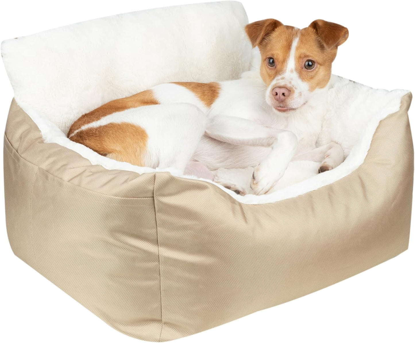 Best Pet Supplies Dog Pet Booster Seat, Dog Car Seats for Small Dogs & Medium Dogs, Soft Plush Cushion with Comfortable Bedding, Secure Straps, and Tall Pillow, Brown