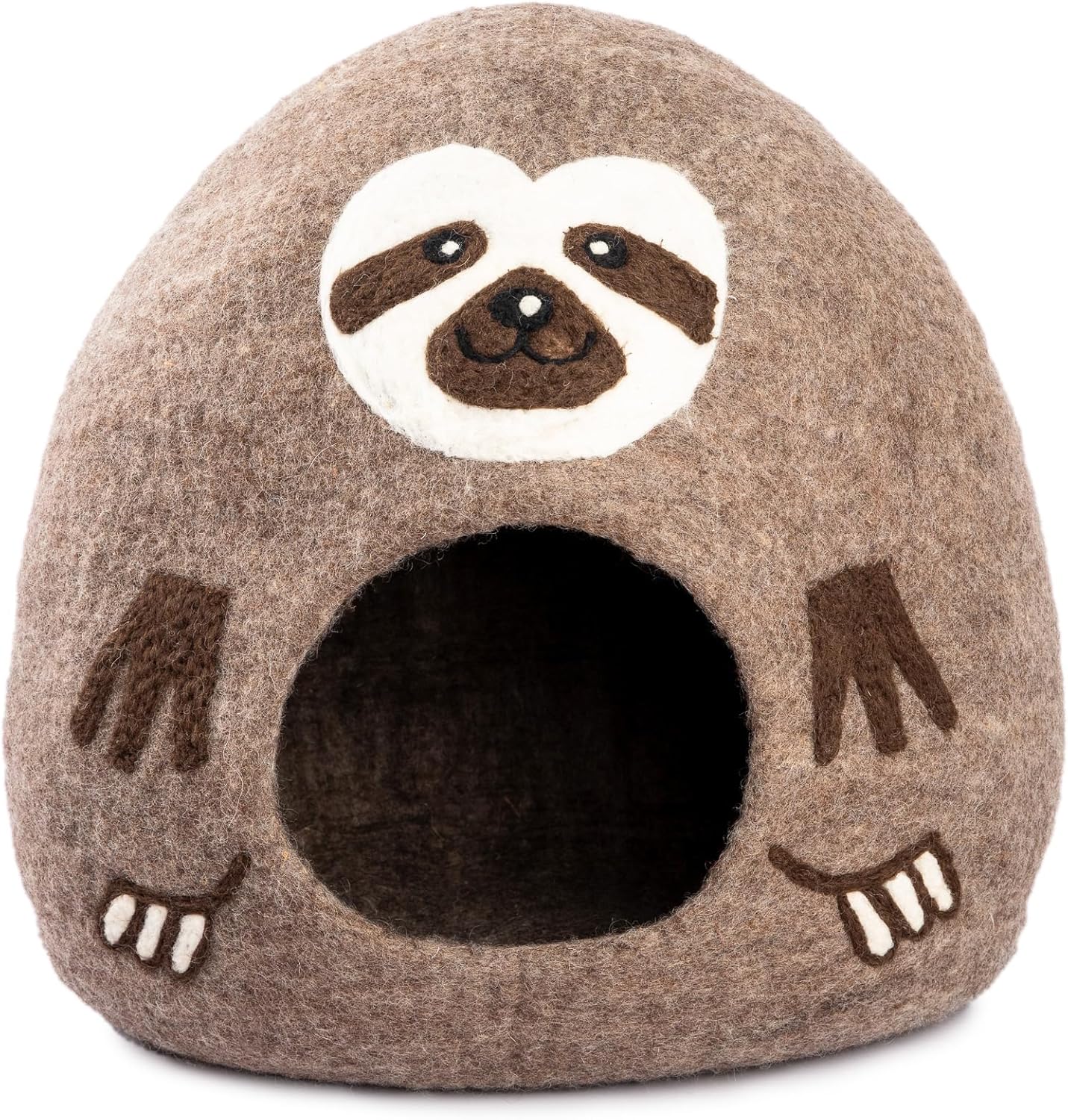 Luxurious Eco-Friendly Merino Wool Cat Cave Bed Sloth - Foldable Hideaway Pod for Indoor Cats - Premium Felt Kitten Beds - Covered Cat House for Ultimate Cozy Comfort by Woolygon