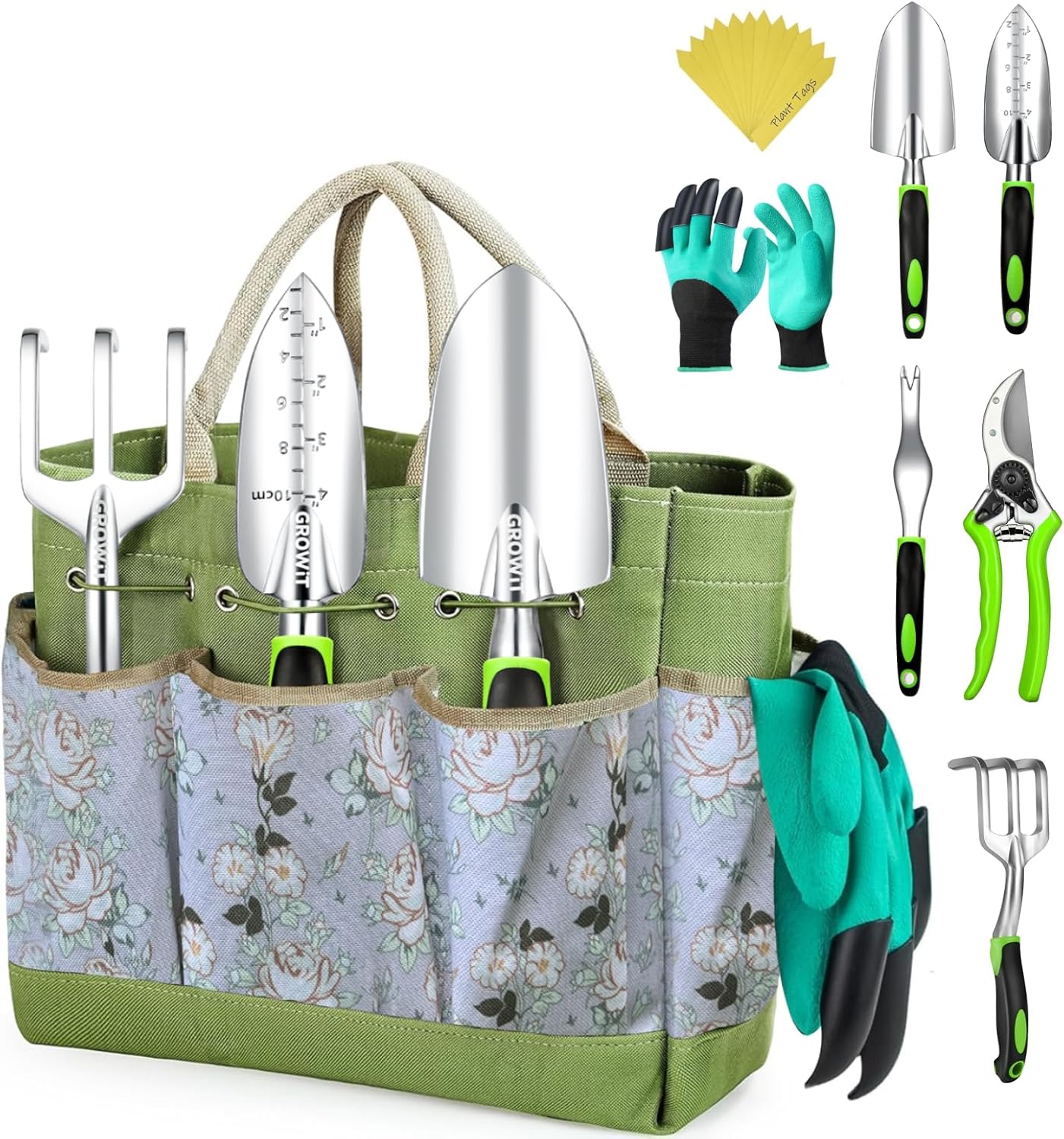 Heavy Duty Garden Tools 22 Pieces Floral Set - Rust Proof, Non-Slip, Durable Gardening Supplies - Ergonomic Hand Tools - Ideal Gardening Gifts for Women, Men Mom, Dad