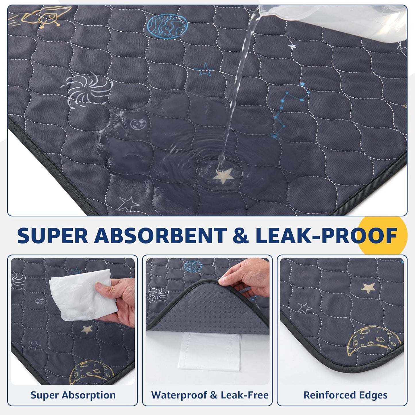 LOOBANI Washable Pee Pads for Dogs: Extra Large Dog Pee Pad Reusable 72" x 72", Absorbent Pet Whelping Pads, Waterproof and Non-Slip Dog Training Mats for Crate, Playpen, Floor, Sofa, Cage, Grey