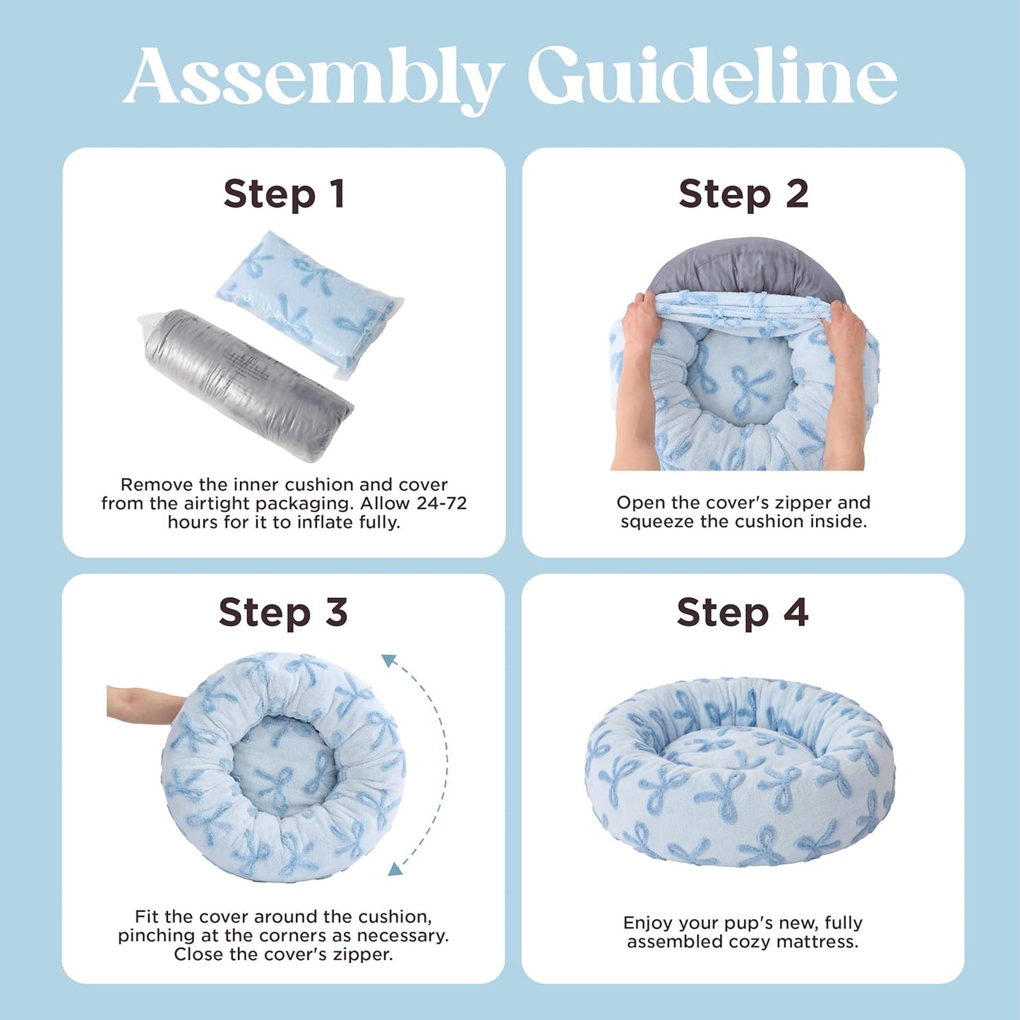 LE SURE Donut Small Dog Bed - Round Cat Beds for Indoor Cats Anti-Anxiety Calming Pet Beds, Washable Cute Modern Beds with Teddy Sherpa Plush & Anti Slip Bottom, 23 Inch, Ice Melt