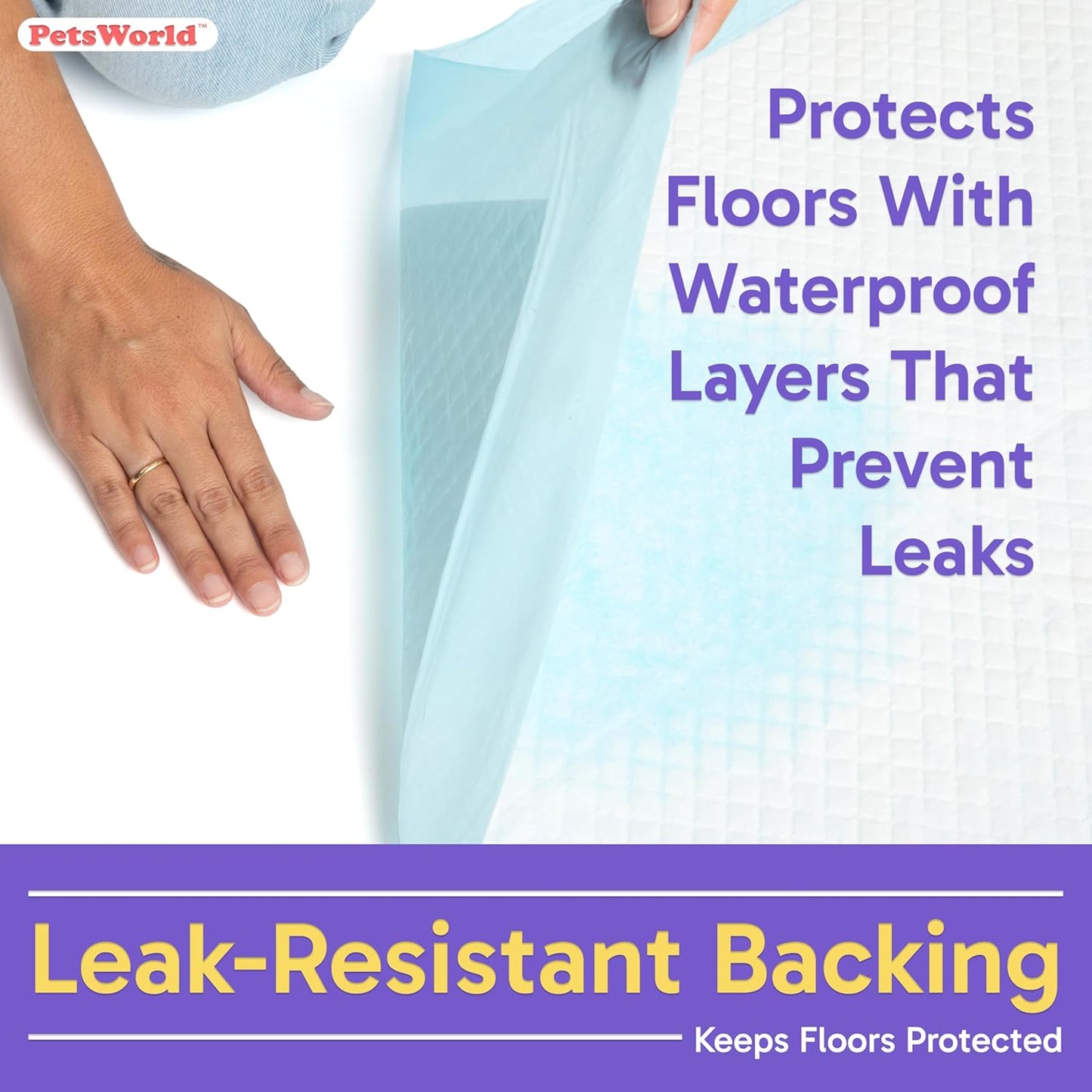 PETSWORLD Puppy Pads, 23x36 Inch, 300 Count - Puppy Pee Pads for Dogs, Tear Resistant, Economy Value, Super-Absorbent Polymer Gel Core, Perfect for Puppies, Smaller Dogs