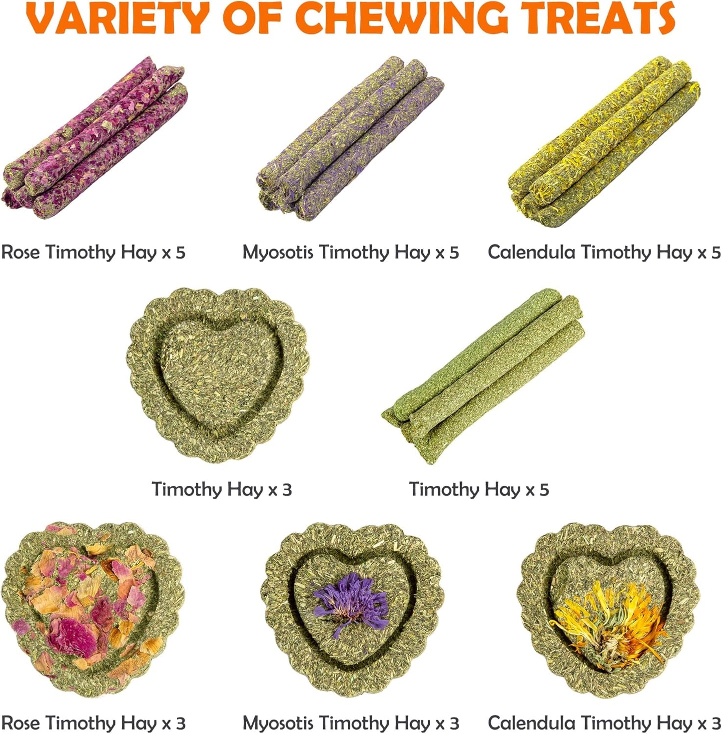 Sofier Timothy Hay Treats Rabbit Toys Bunny Guinea Pig Hamster Natural Chews for Teeth Handmade Rabbit Chews and Treats Chinchilla Rat Gerbil