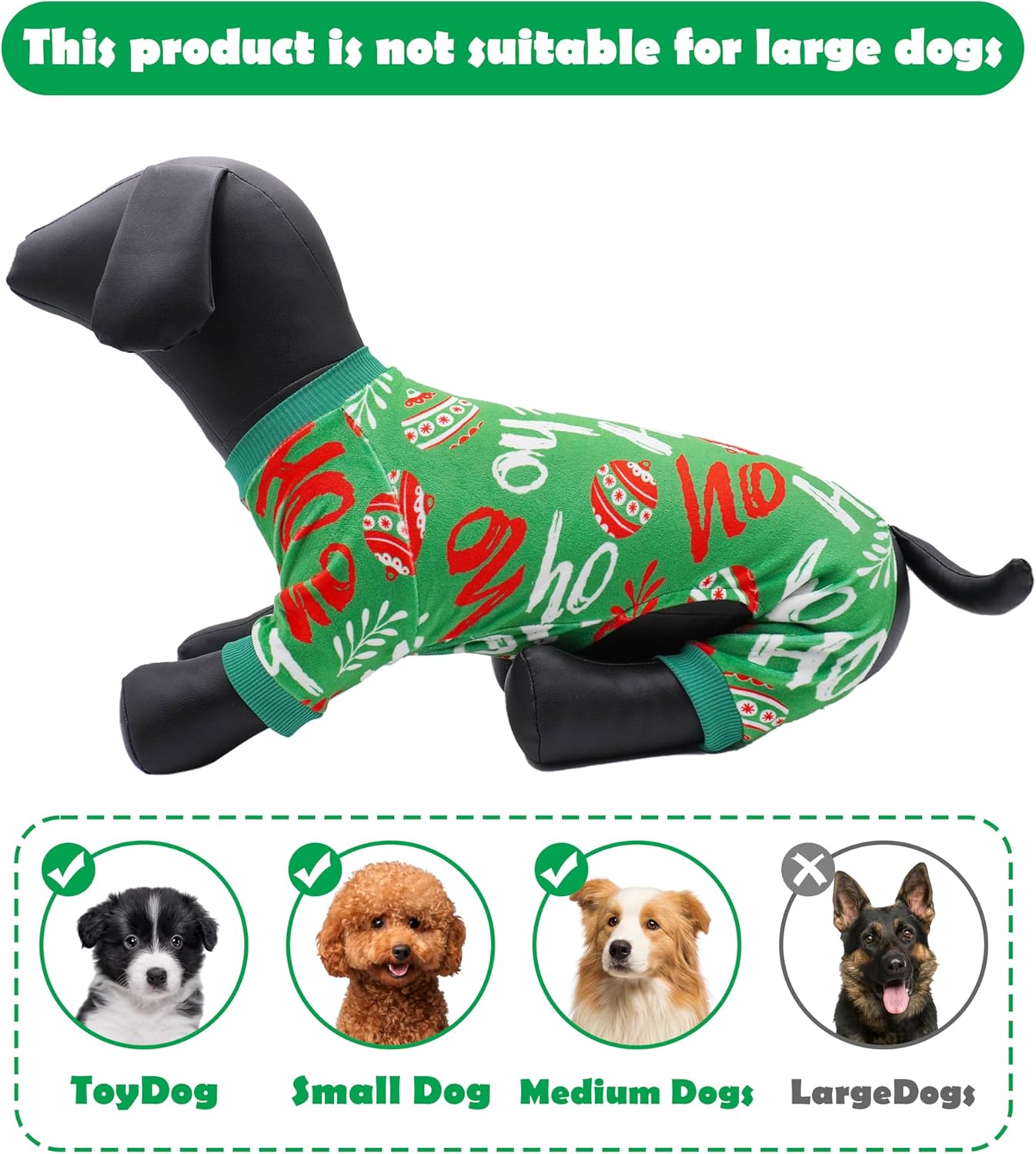 PET SHOW 4 Pack Small Dog Christmas Pajamas Holiday Dog Clothes for Medium Dogs Girl Boy Soft Stretchy PJs Xmas Jumpsuit Puppy Cats Onesies Red Green Outfits with Sleeve Pets Dachshund Costume L