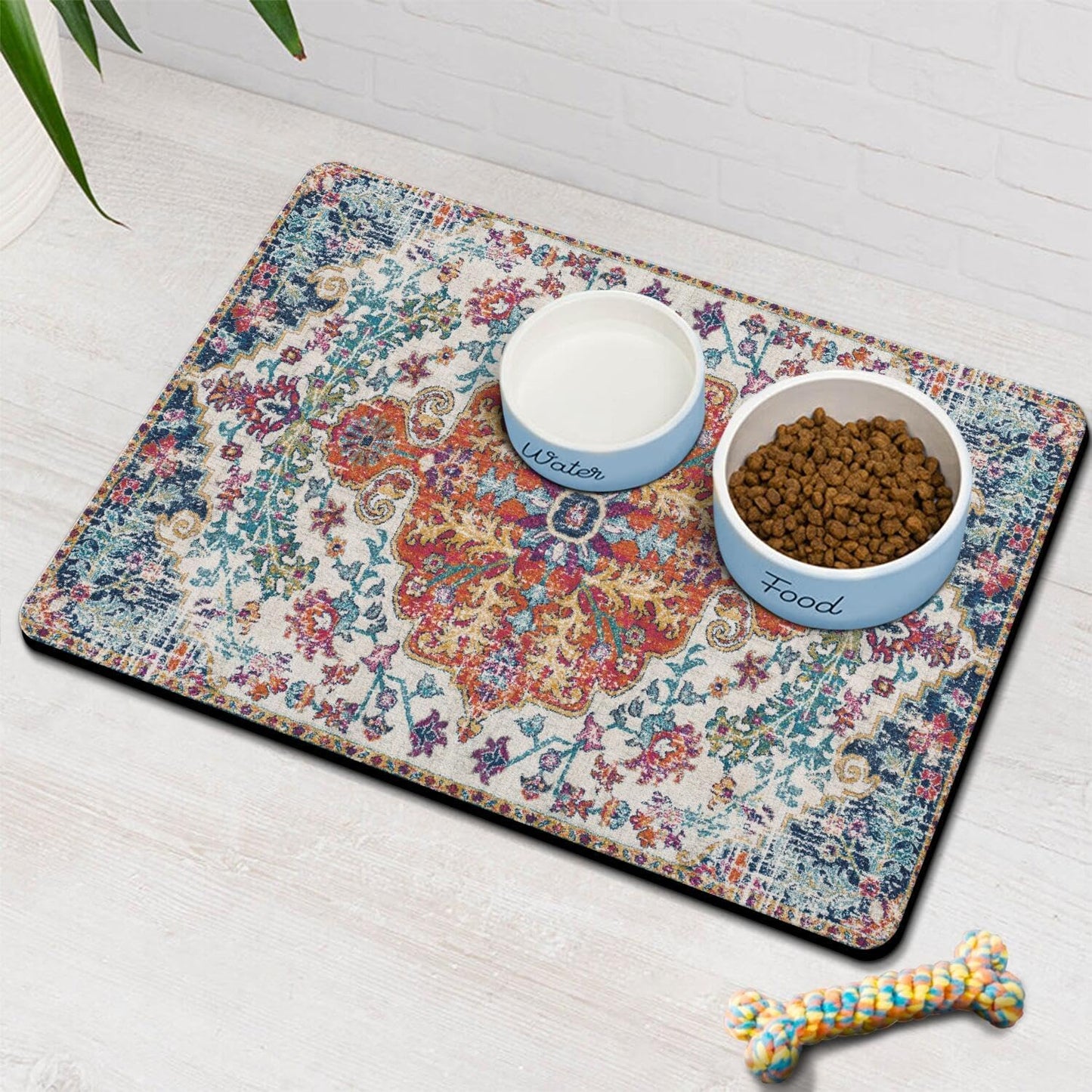 Pet Feeding Mat for Floors Waterproof Dog Mat for Food and Water Absorbent Quick Dry Non Slip mat for Cat Bowls