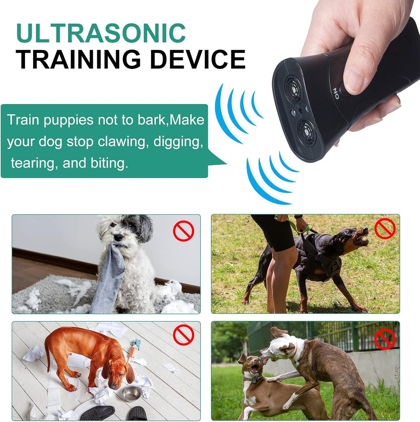 Dog Barking Control Devices,Anti Barking Device,Ultrasonic Dog Barking Control Devices & Training Tool,3 in 1 Bark Control Tool,Correct Poor Behavior, Indoor &Outdoor