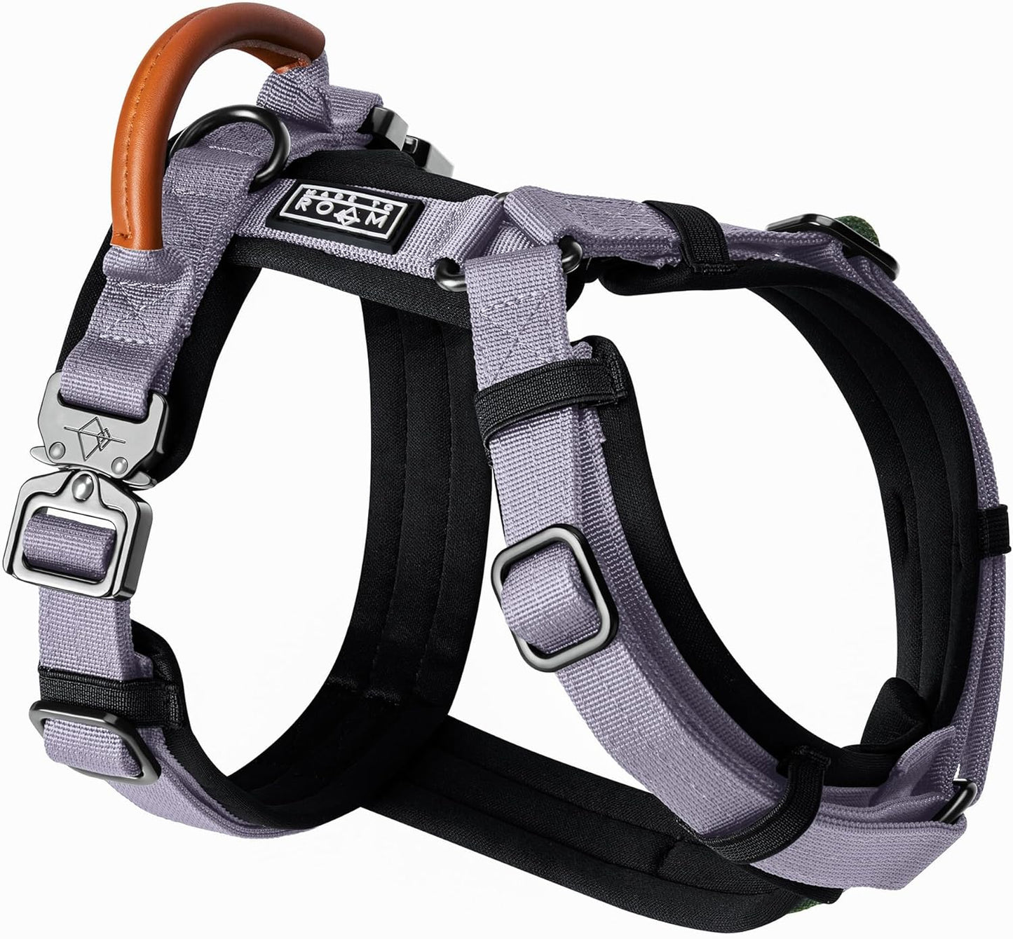 MADE TO ROAM Premium Explorer Harness - Y-Shaped Dog Harness with Adjustable Durable Nylon, Soft Padding, Metal Buckles and Leather Handle for Small, Medium, Large Dogs (Montana Moonrise, Size 4)