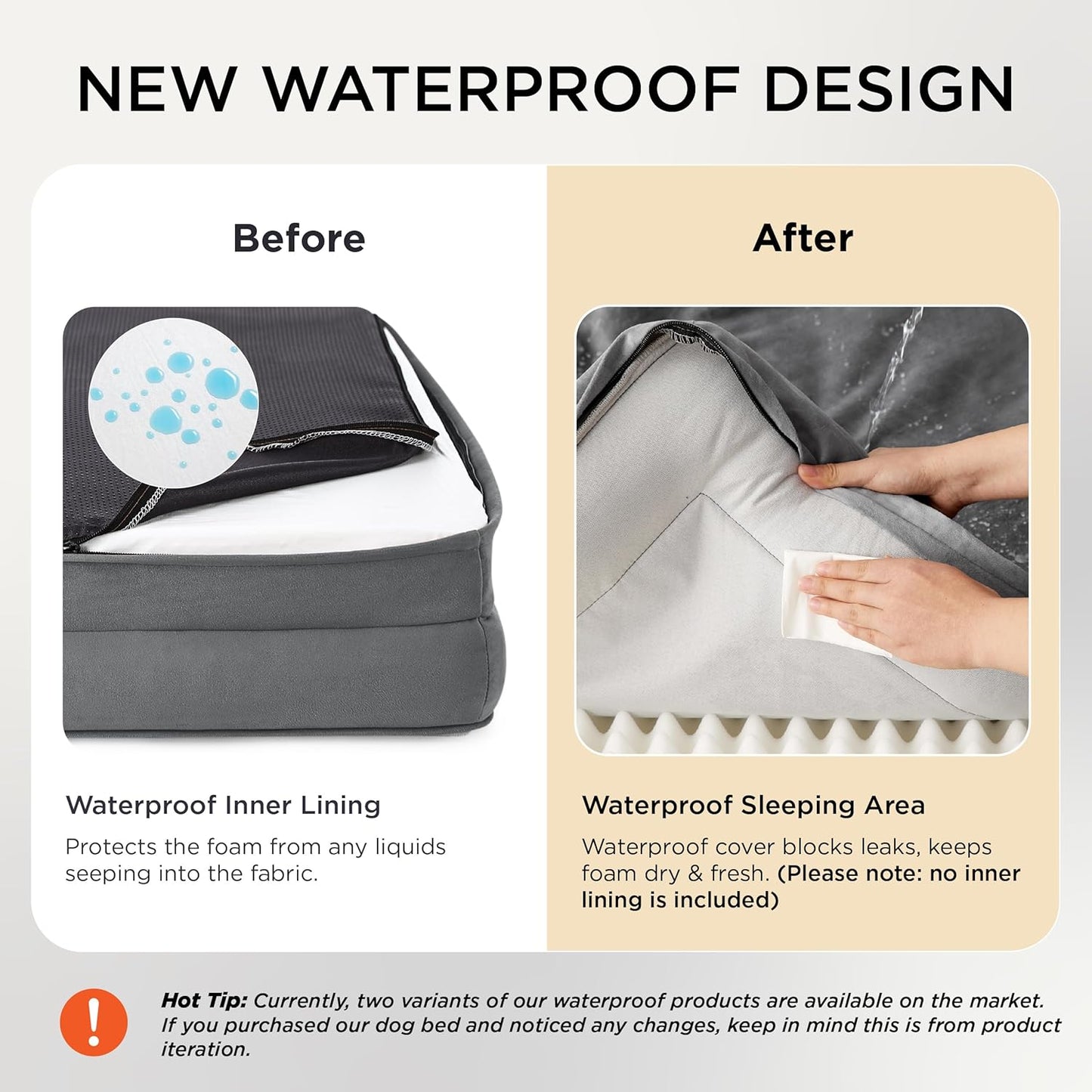 Bedsure XXL Orthopedic Dog Bed for Extra Large Dogs - Washable Giant Dog Cat Bed Waterproof, Comfort Dogs Couch Sofa with Washable Removable Cover, Pet Bed with Nonskid Bottom, Grey, 52"