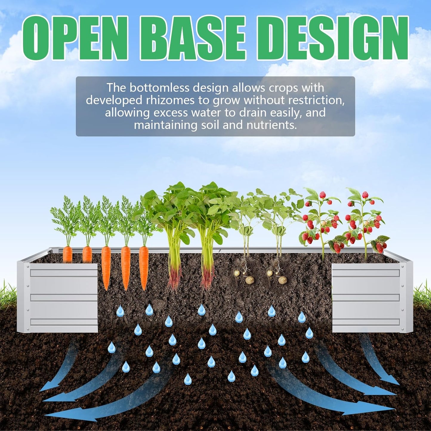 SnugNiture Galvanized Raised Garden Bed 8x4x1FT Outdoor Large Metal Planter Box Steel Kit for Planting Vegetables, Flowers