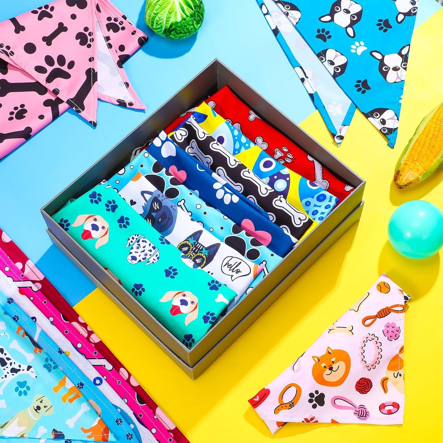 Reginary 72 Packs Dog Bandanas Bulk Triangle Scarf Bibs Adjustable Dog Bibs Bandanas for Pet Costume Accessories