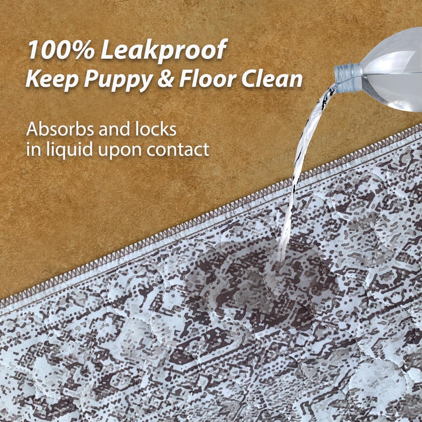 nunubaby 4PACK Washable Pee Pads for Dogs, Stylish, Non-Slip and Leak-Proof Pee Pads. Reusable Potty Pads for Dogs for Crates and Floors.(Brown/Geo, 18" x24")