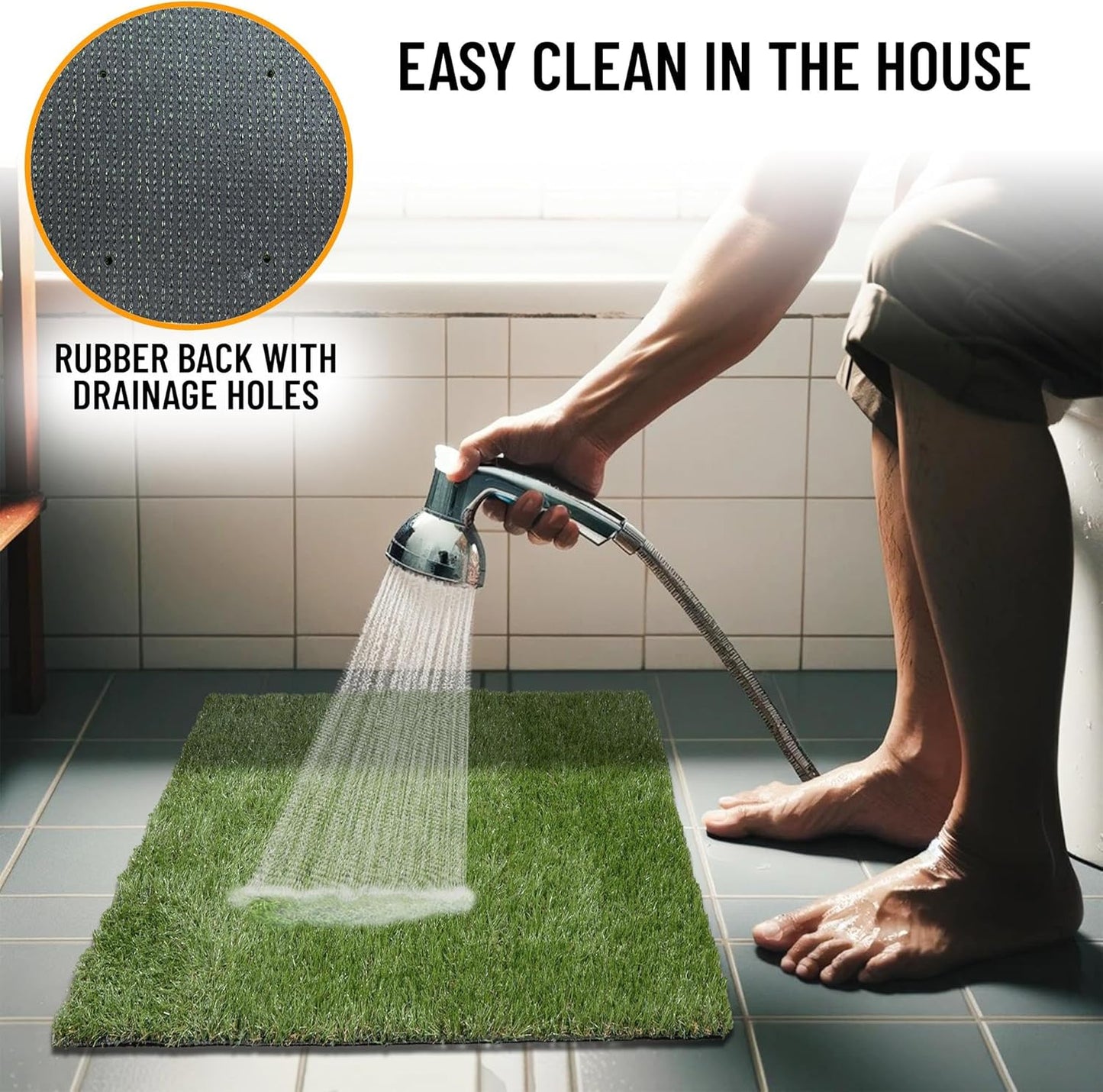 Ottomanson Artificial Grass Puppy Potty Training Pad, 2'7" x 4' Reusable Pee Pad for Small Pets and Dogs