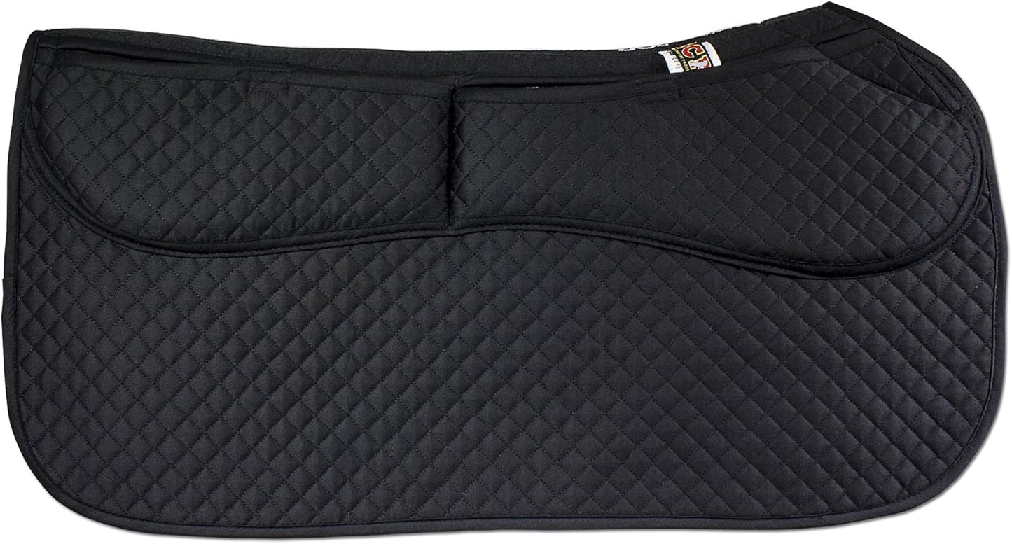 ECP Equine Comfort Products Thermoregulating Western Saddle Pad, Machine Washable Contoured Fit, Water Absorbing, Therapeutic, Shock Absorbing with Adjustable Memory Foam Shims