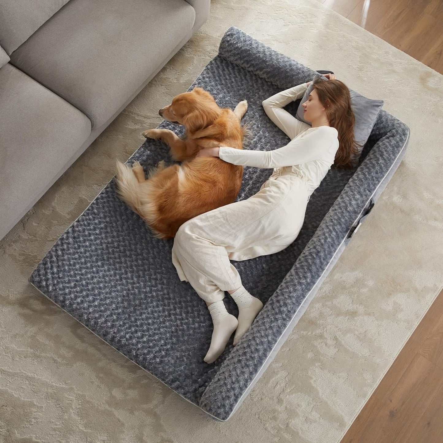 BFPETHOME Orthopedic Dog Beds for Extra Large Dogs, Waterproof Sofa XXL Dog Bed with Sides, Non-Slip Bottom and Egg-Crate Foam Big Pet Couch Bed with Washable Removable Cover,Pet Bed for Large Dogs