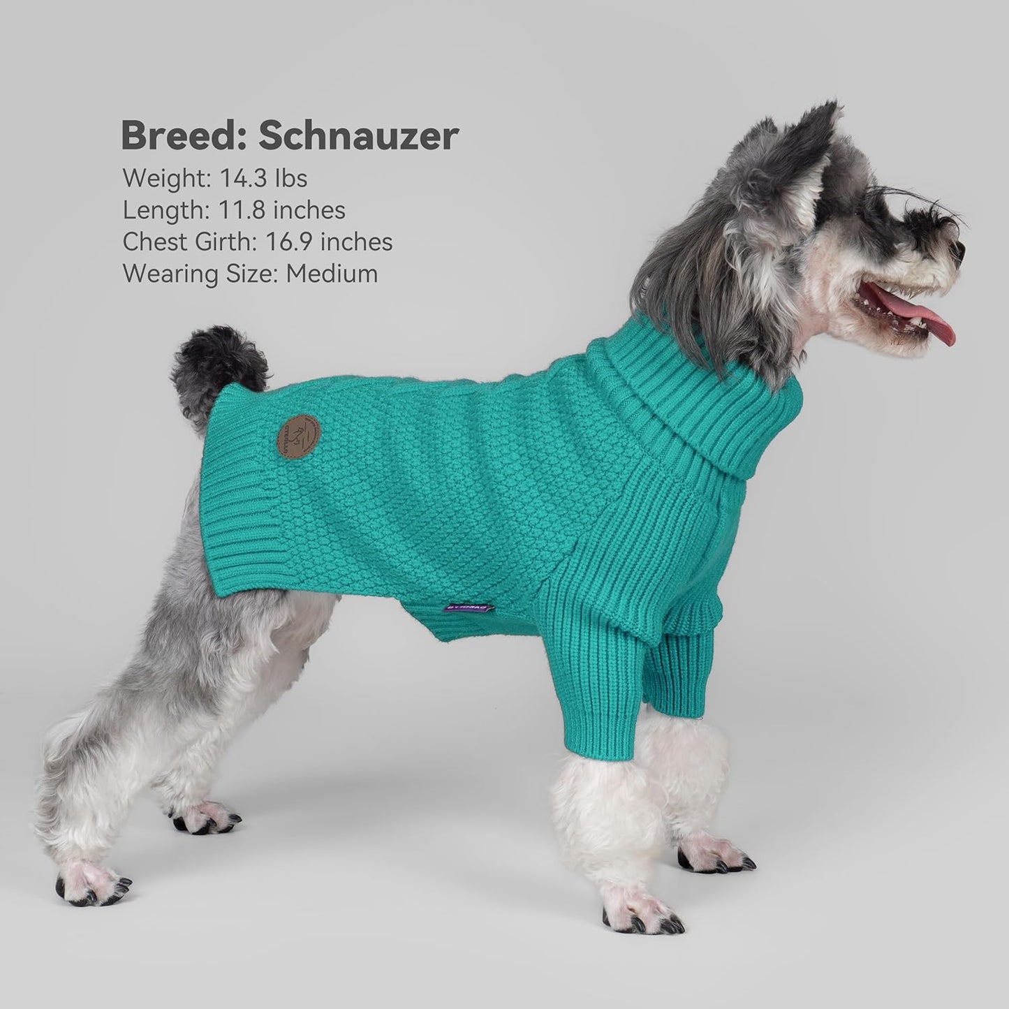 cyeollo Stretchy Fleece Dog Sweater, Knit Sweaters for Small Dogs Girl Warm Turtleneck Doggy Sweatshirt with Sleeves Fall Winter Pullover Cold Weather Dog Clothes, Aqua Green S