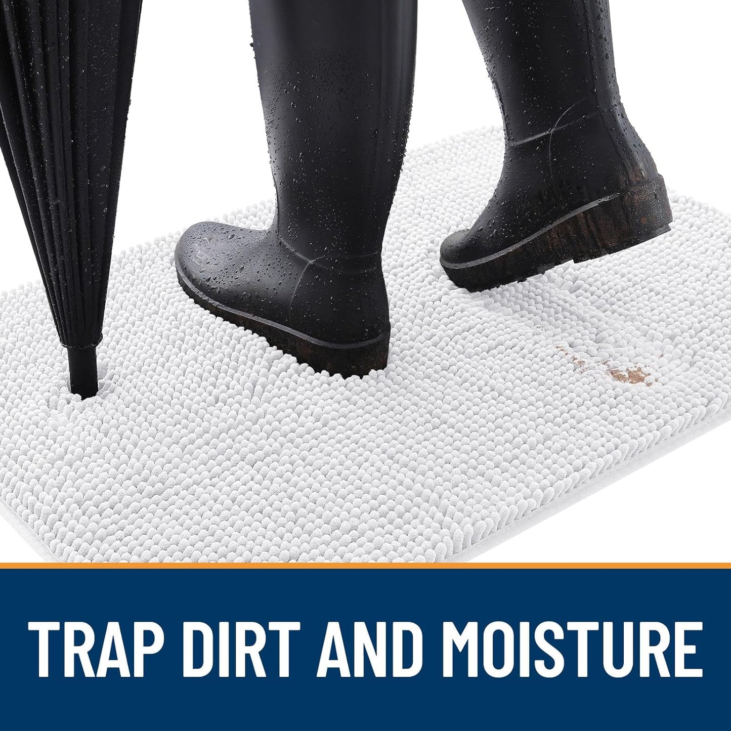 OLANLY Dog Door Mat for Muddy Paws 30x20, Absorbs Moisture and Dirt, Absorbent Non-Slip Washable Doormat, Quick Dry Chenille Mud Mat for Dogs, Entry Indoor Entryway Carpet for Inside Floor, White