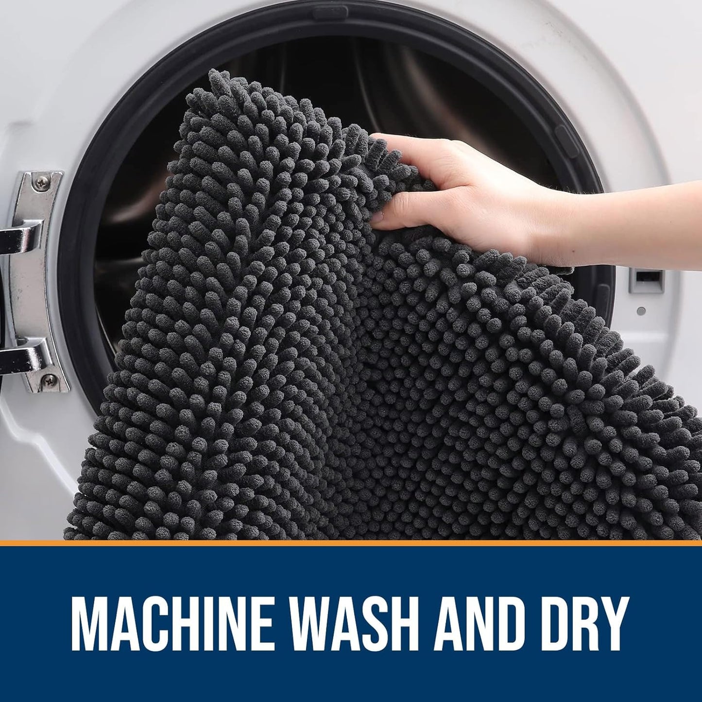 OLANLY Dog Door Mat for Muddy Paws 70x46, Absorbs Moisture and Dirt, Absorbent Non-Slip Washable Doormat, Quick Dry Chenille Mud Mat for Dogs, Entry Indoor Entryway Carpet for Inside Floor, Dark Grey