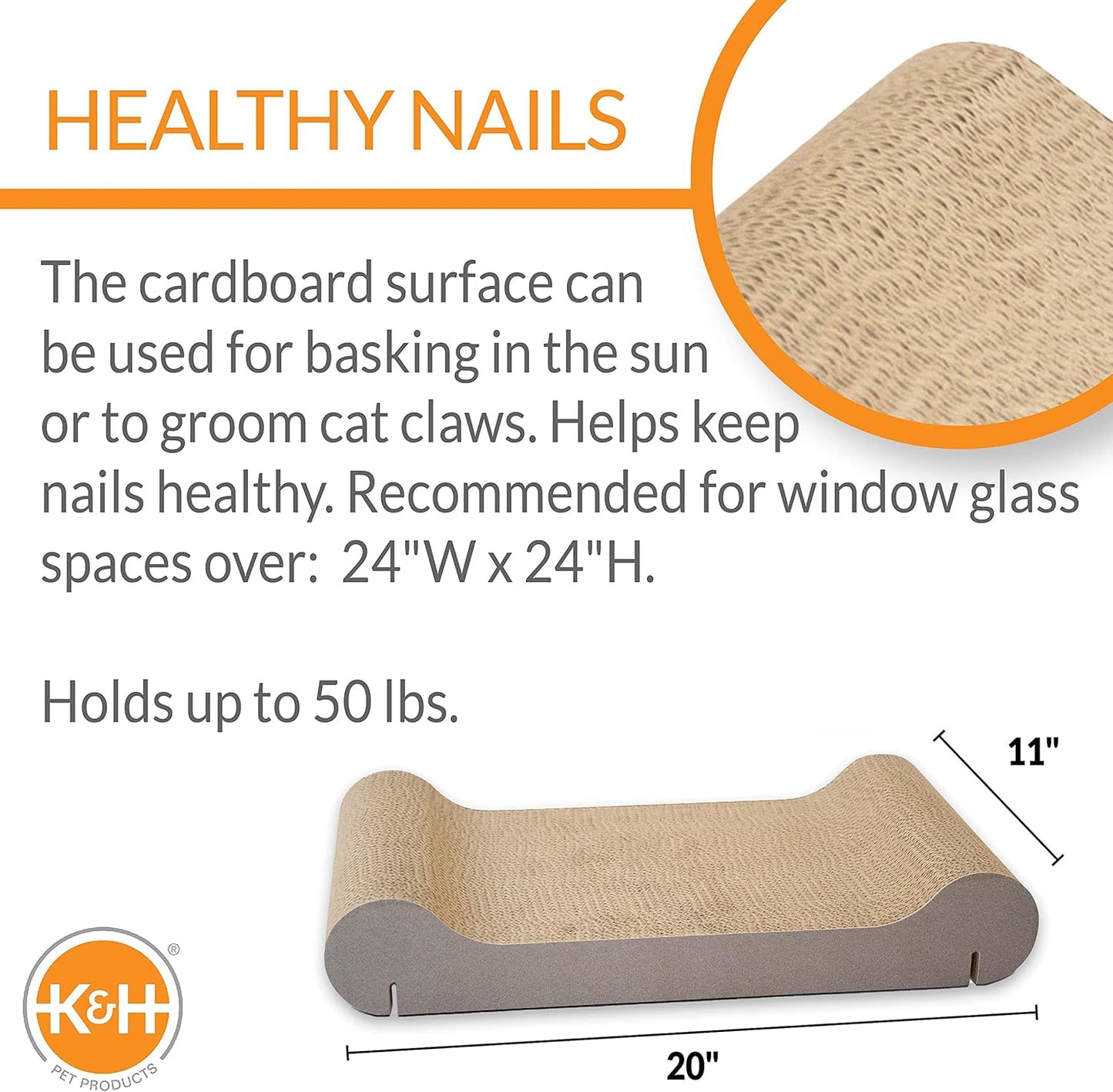 K&H Pet Products Cat Scratcher Kitty Window Sill Bed & Hammock, Sturdy Cat Perch for Large Cats