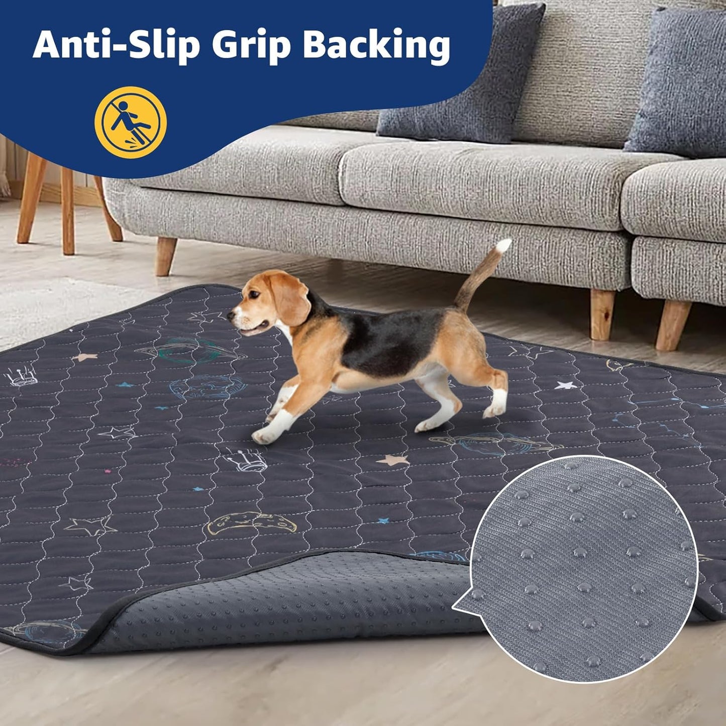 LOOBANI Pee Pads for Dogs Washable: Reusable Puppy Whelping Pads Waterproof 31" x 36", 2 Pack Absorbent and Non-Slip Dog Training Pee Pads for Crate, Playpen, Floor, Grey