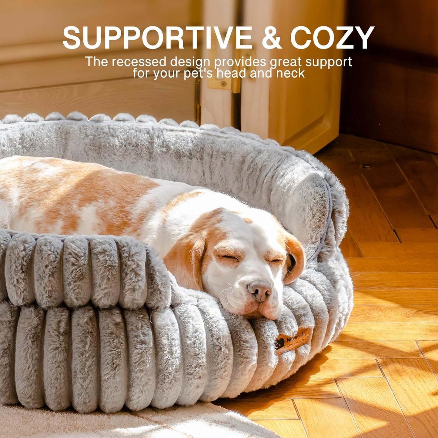 MEWOOFUN Washable Small Dog Bed, Cat Beds for Indoor Cats with Anti-Slip Bottom, Round Pet Bed for Puppy and Kitten (Grey, 24"x24"x9")