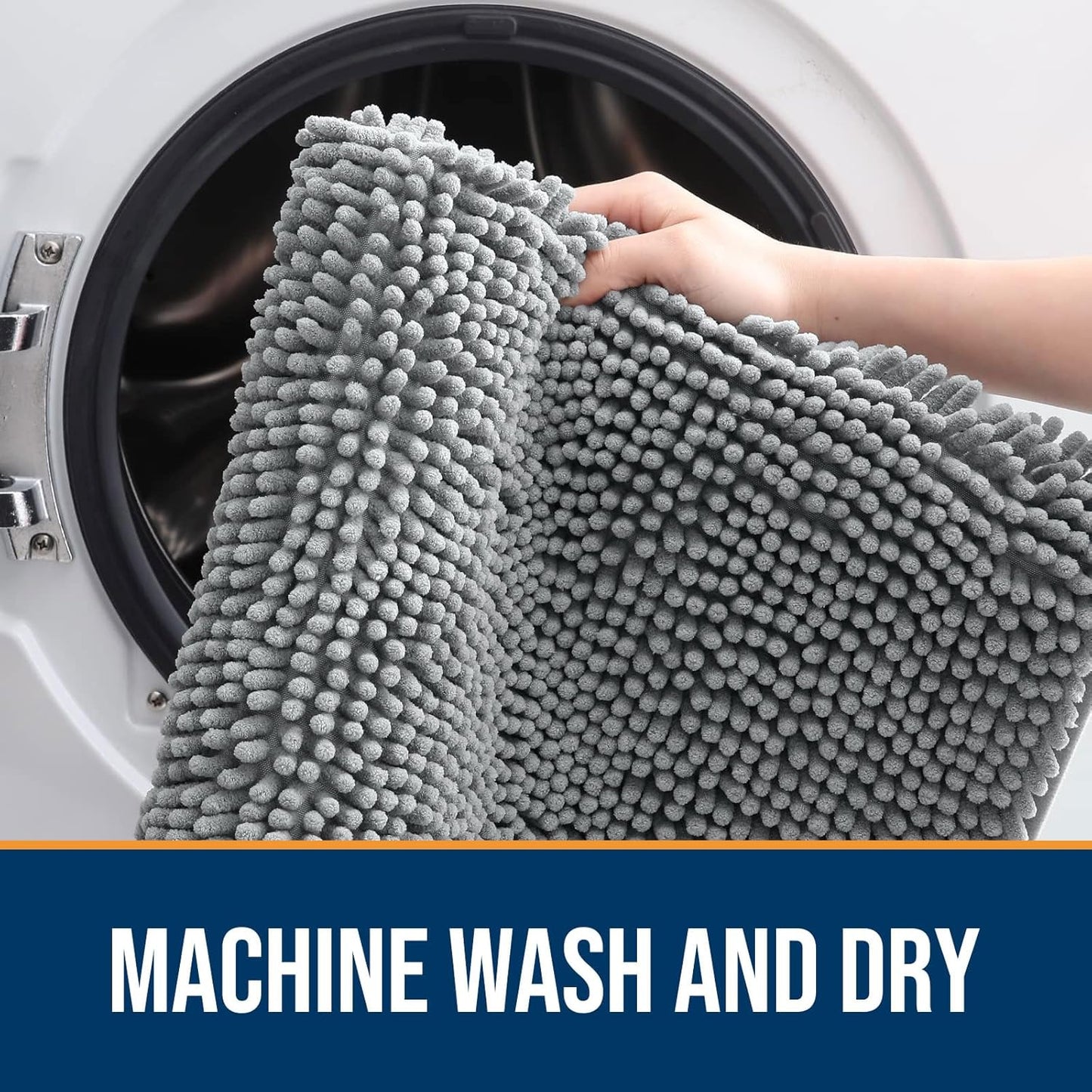 OLANLY Dog Door Mat for Muddy Paws 36x24, Absorbs Moisture and Dirt, Absorbent Non-Slip Washable Doormat, Quick Dry Chenille Mud Mat for Dogs, Entry Indoor Entryway Carpet for Inside Floor, Grey