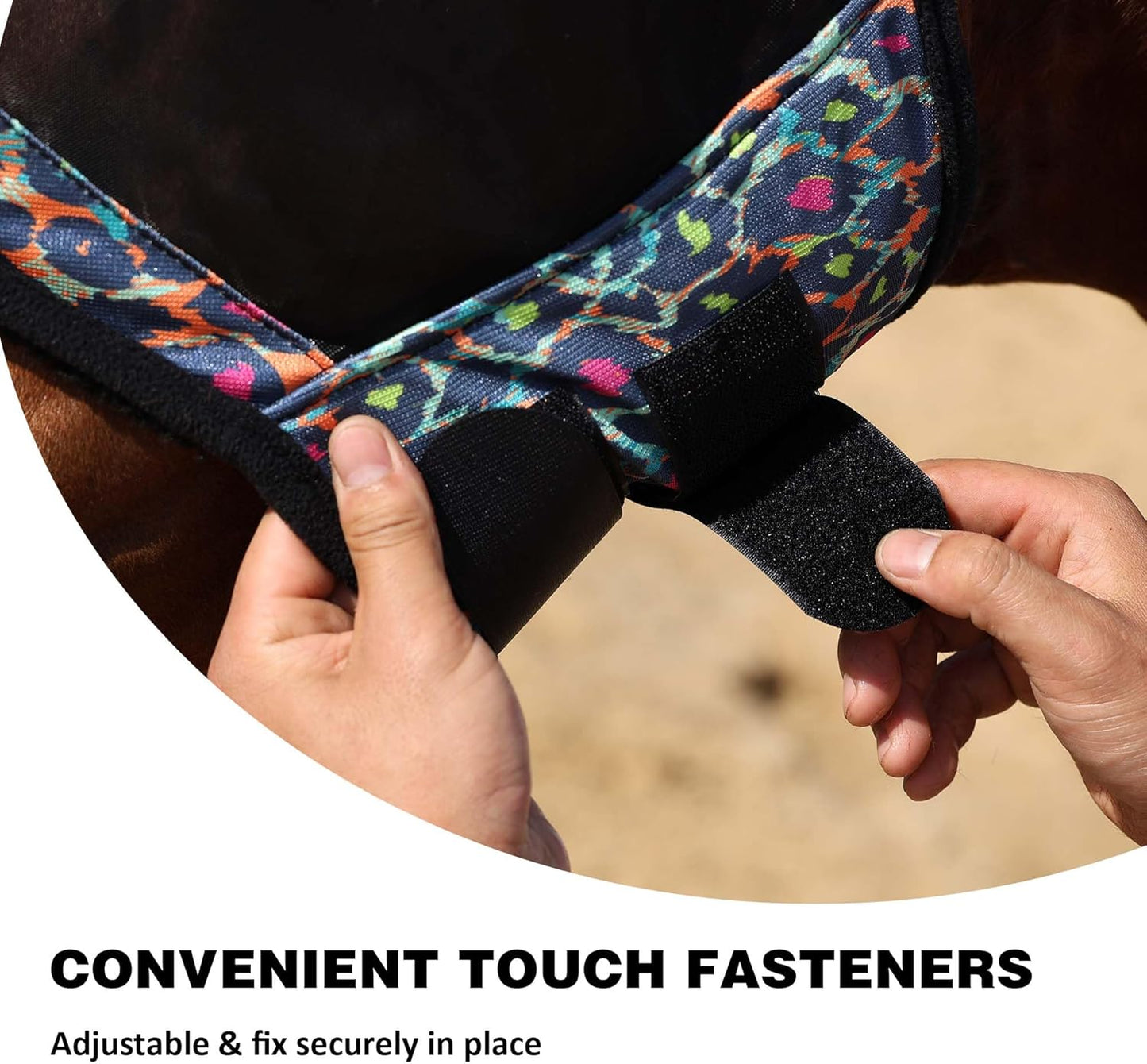 Harrison Howard Pro LumiVista Horse Half Face Fly Mask Large Eye Space with Ears UV Protection for Horse Iridescent Prints M