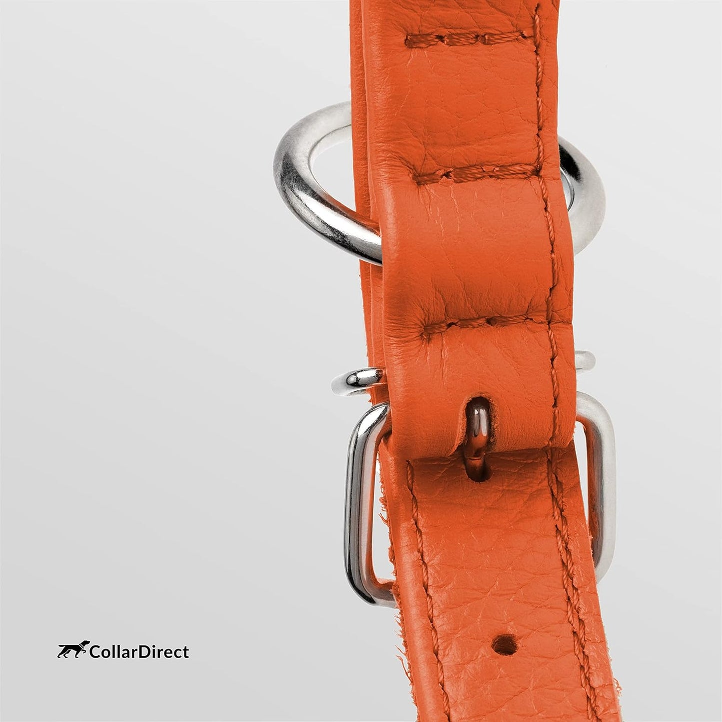 CollarDirect Rolled Leather Dog Collar, Soft Padded Round Puppy Collar, Handmade Genuine Leather Collar Dog Small Large Cat Collars 13 Colors (6 Inch, Orange Textured)