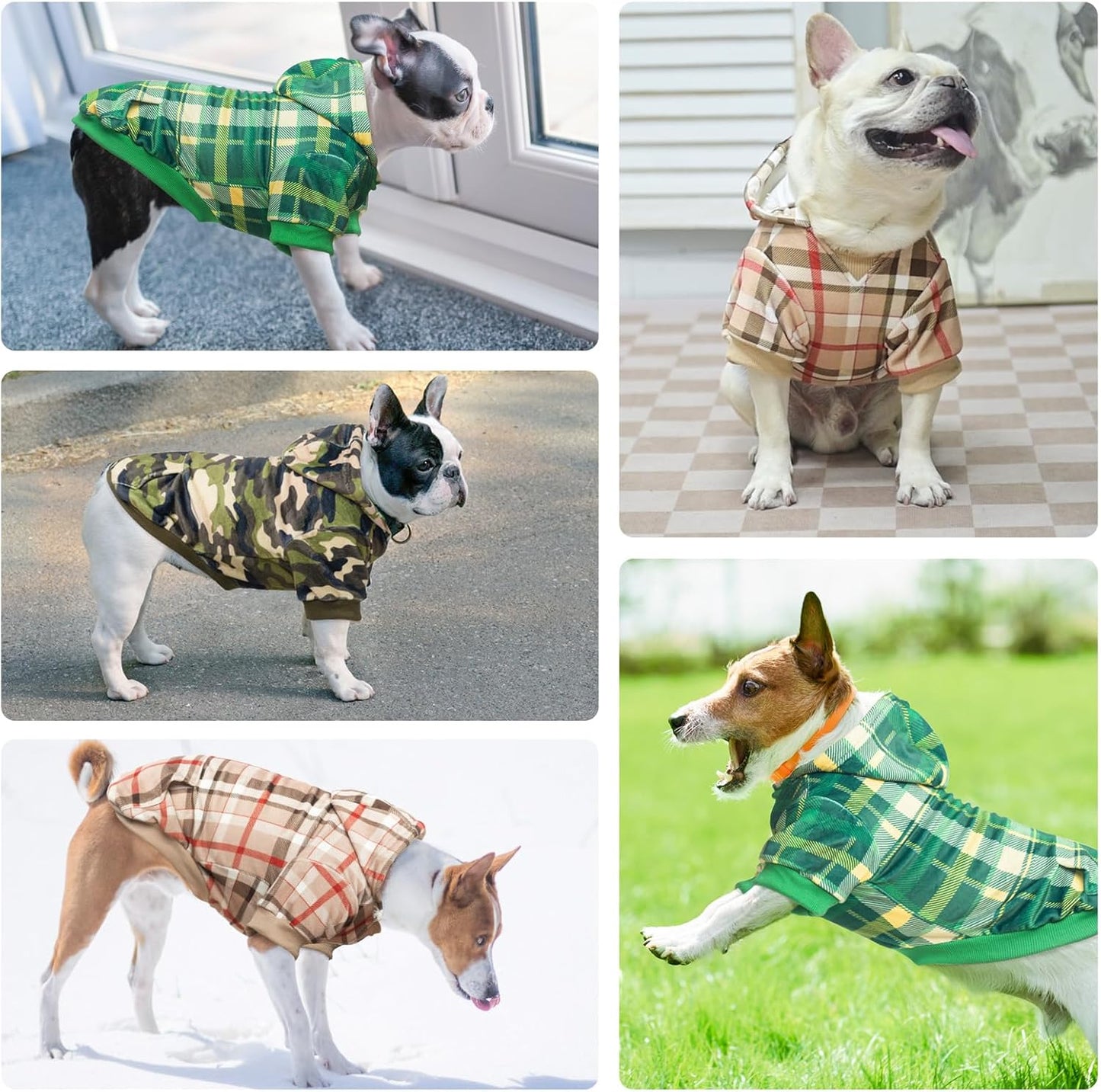 BEAUTYZOO Dog Hoodie for Small Medium Dogs Puppy, Soft Fleece Dog Sweater Cold Weather Coats with Pocket, Pet Outfits Hooded Sweatshirt Chihuahua Cat Jacket Clothing Warm Camo French Bulldog Clothes