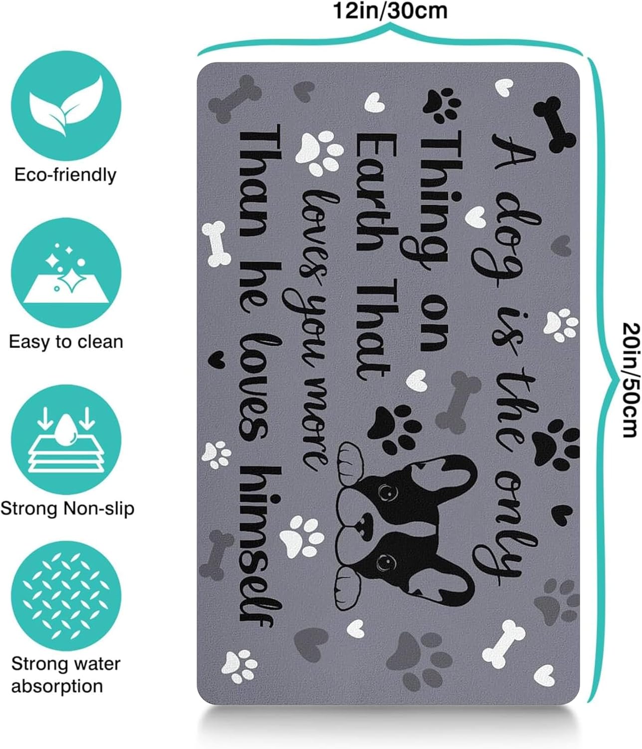Pet Feeding Mat for Floors Waterproof Dog Mat for Food and Water Absorbent Quick Dry Non Slip mat for Cat Bowls