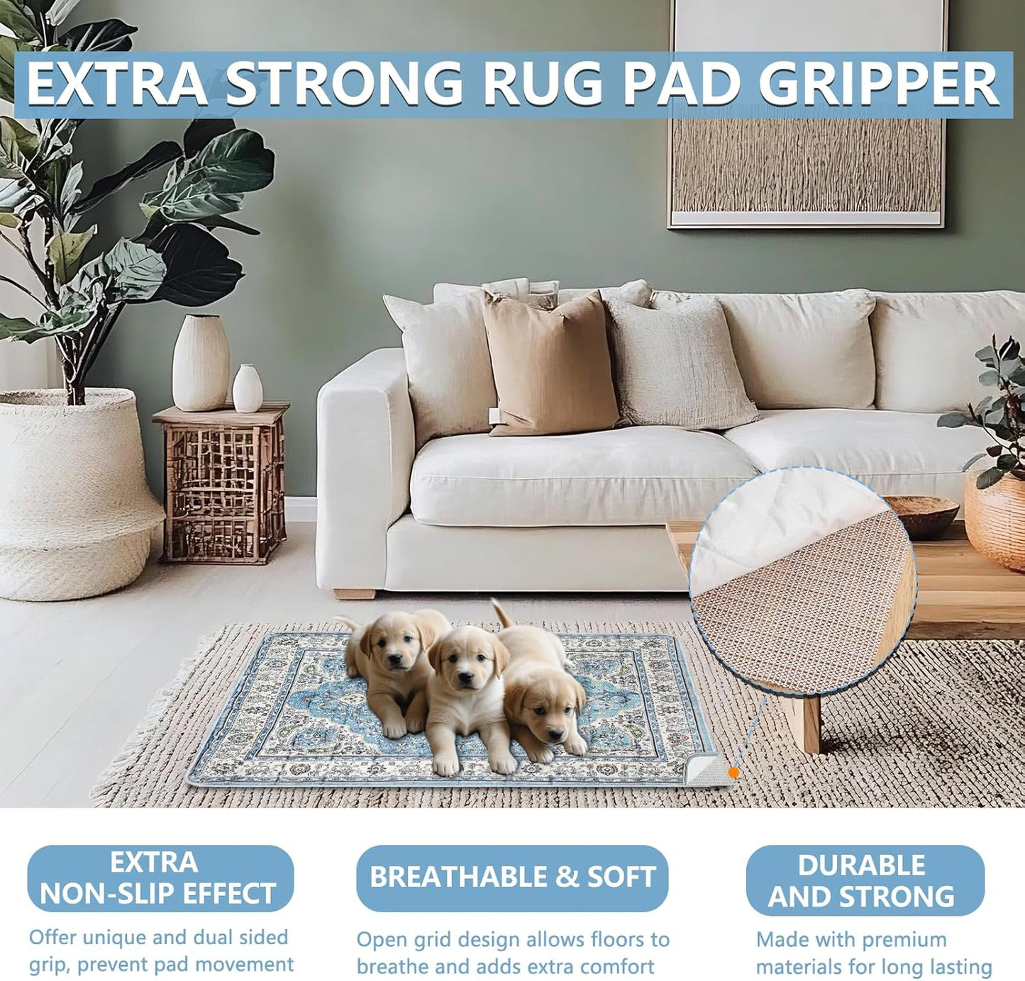 Washable Thickened Pee Pads for Dogs, 4 Pack (18"x24") Upgrade Reusable Puppy Pads with Non-Slip Rug, Super Absorbent Leakproof Puppy Training & Whelping Pads for Dogs, Doggie