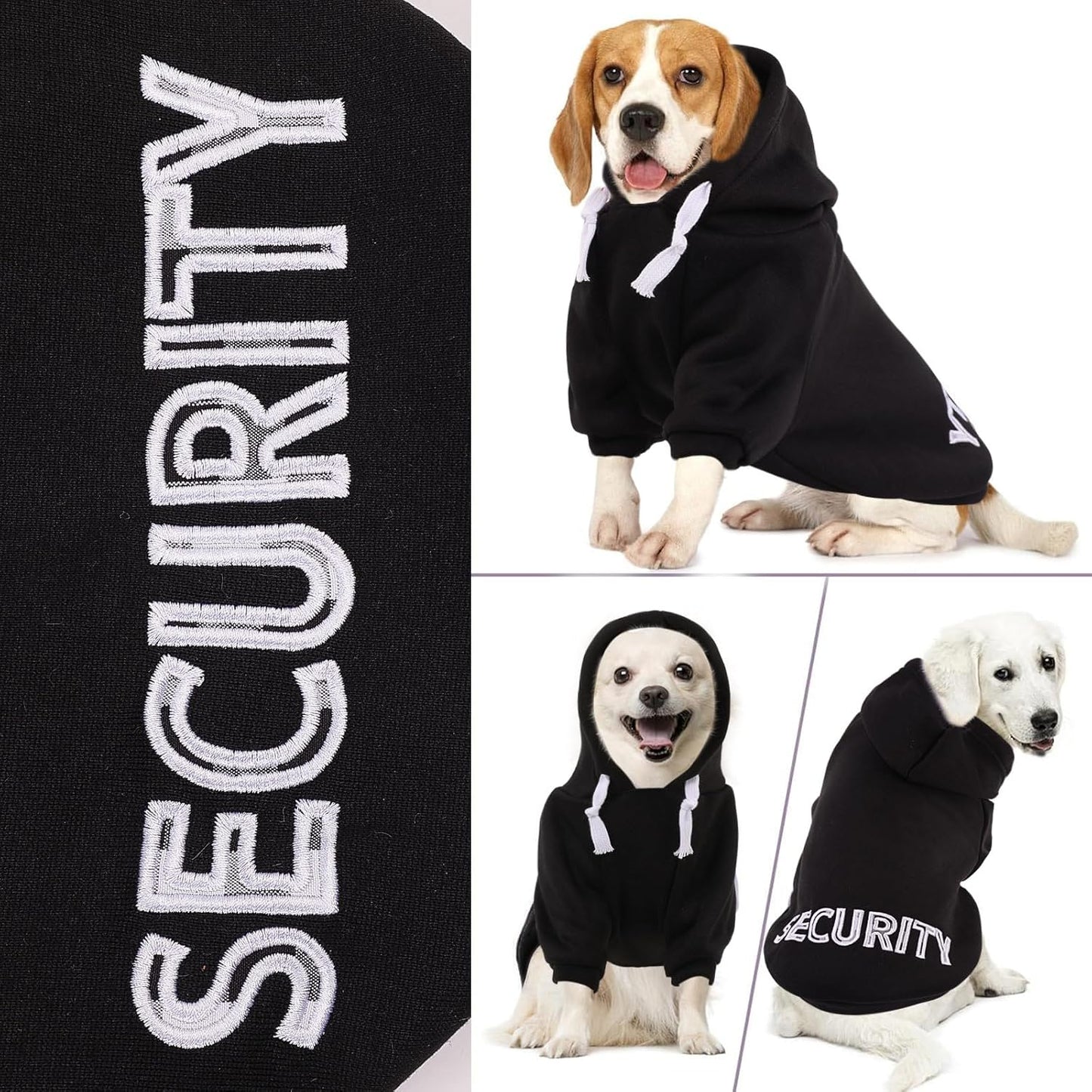 SAWMONG Dog Hoodie,Flannel Pet Hooded Sweater with Hat Puppy Pullover Sweater Shirt,Dog (Security Black,3XL)