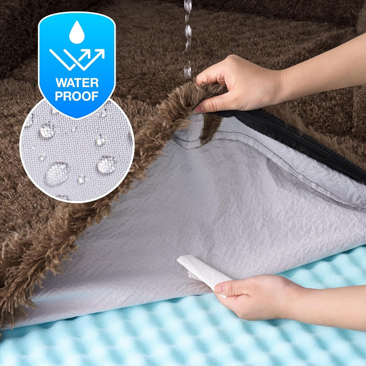 EHEYCIGA Foldable Dog Bed, Faux Fur Fluffy Dog Couch Bed, Orthopedic Calming Memory Foam Pet Bed for Small Dogs, Washable Soft Warm Pet Sofa Bed with Non-Slip Bottom, Brown, 40"x30"x6"