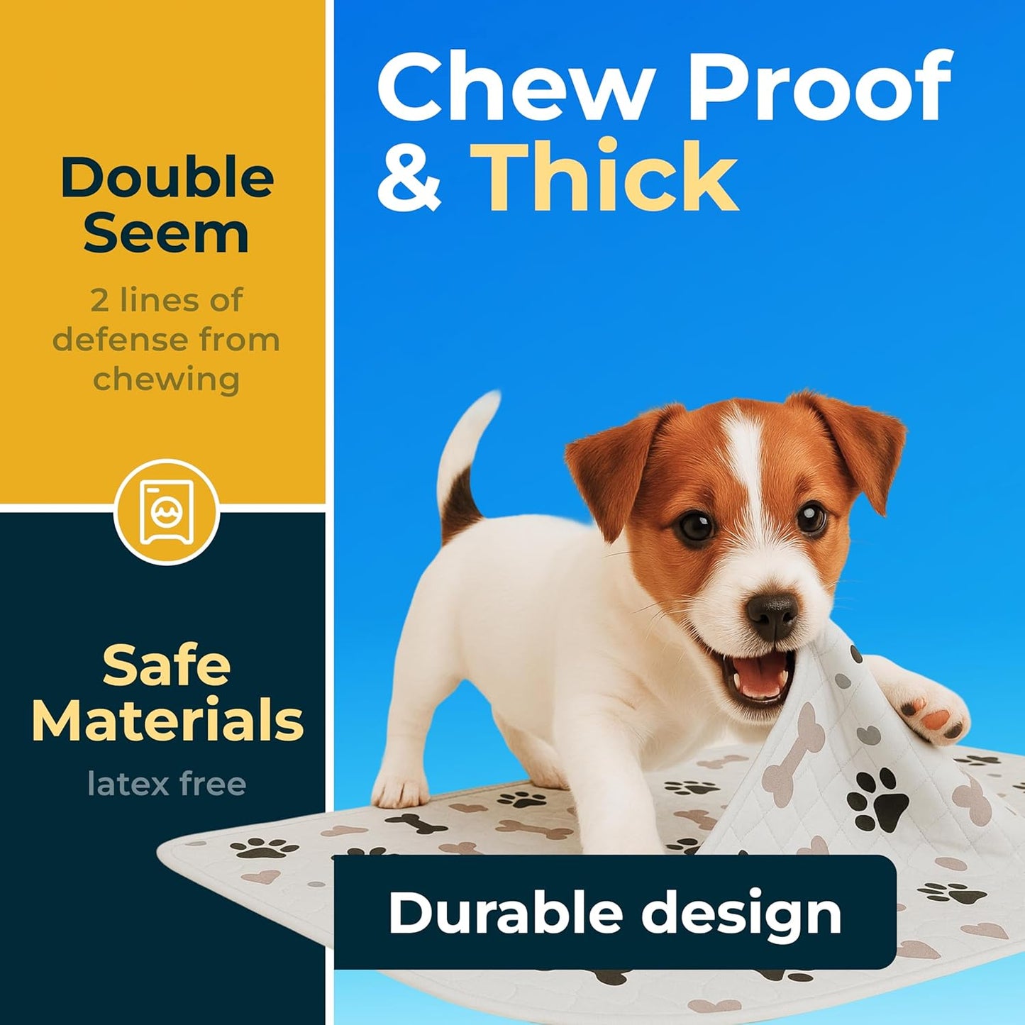 GREEN LIFESTYLE Washable Pee Pads for Dogs - Waterproof Reusable Puppy Pads with Anti-Slip Backing, Pet Training Pad for Puppy Playpen, Crate, Whelping Box, Potty Training (Pack of 6 - 30x34)