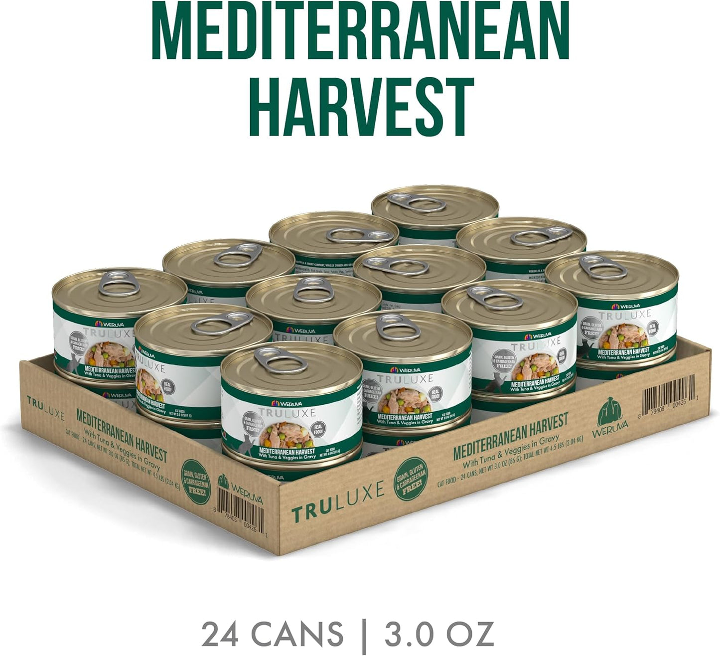 Weruva TruLuxe Cat Food, Mediterranean Harvest with Tuna Whole Meat & Veggies in Gravy, 3oz (Pack of 24)