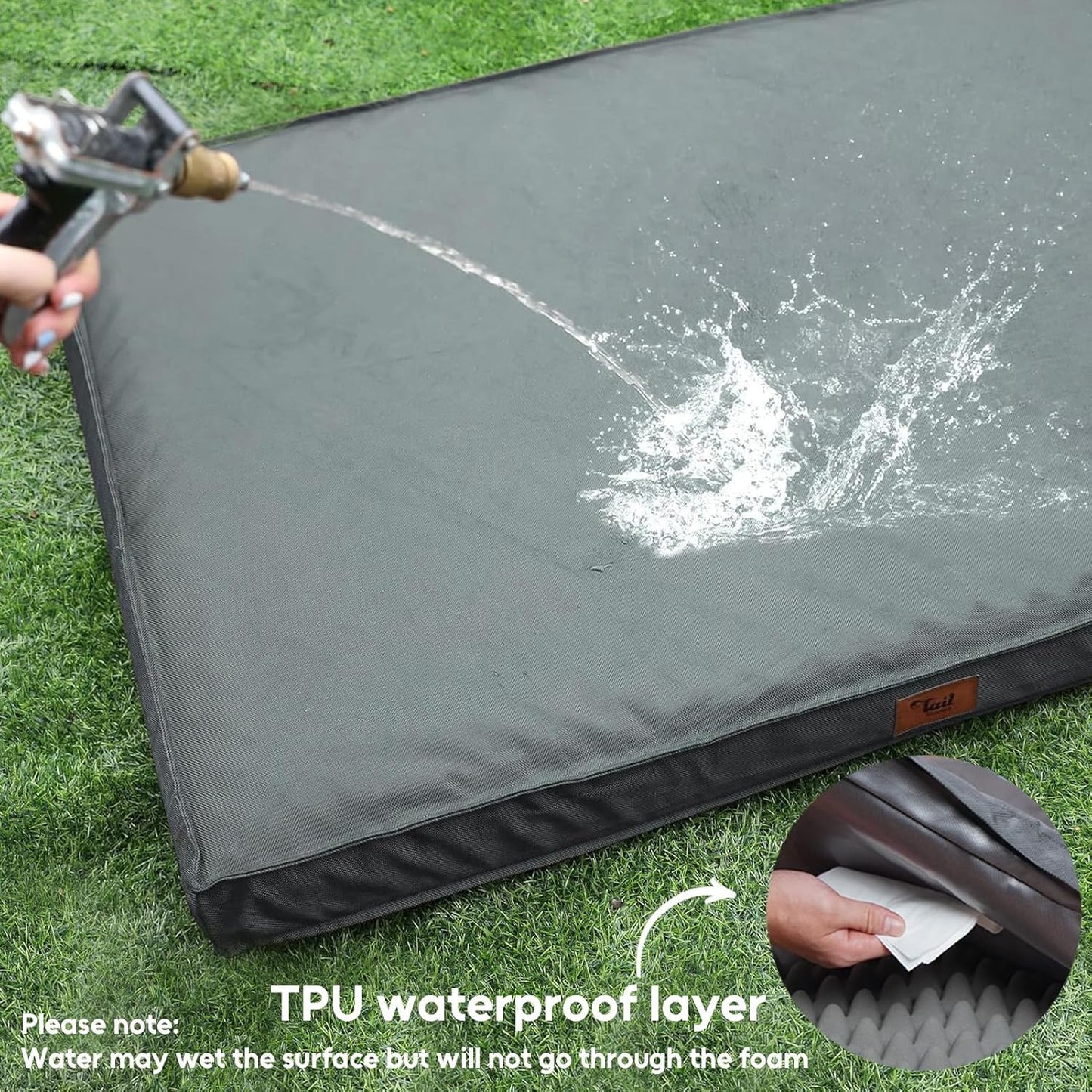 Outdoor Dog Bed for Medium/Small Dogs, Waterproof Dog Bed for Medium Dogs Cats, Orthopedic Egg Crate Foam Pet Bed with Washable and Removable Oxford Cover, Grey