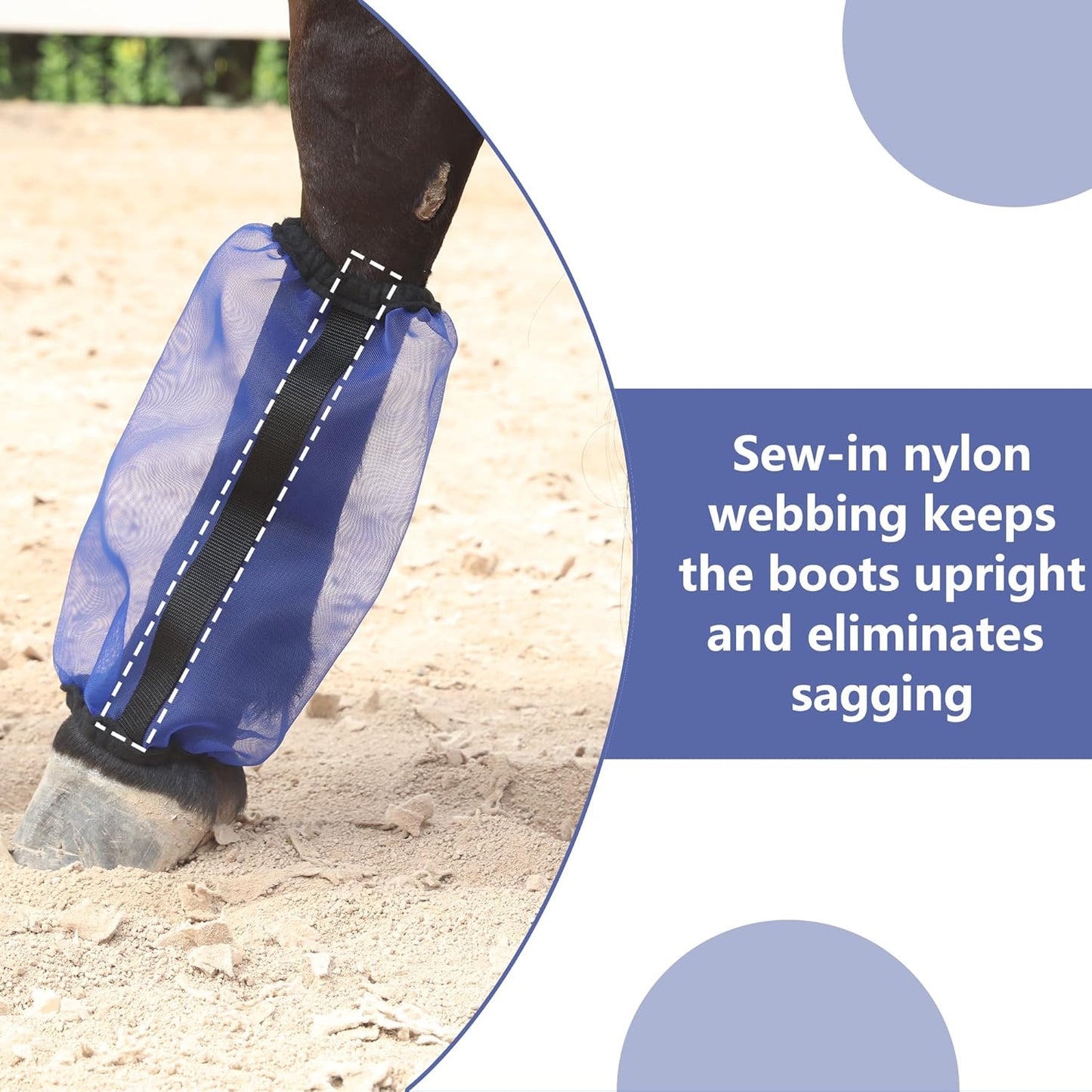 Horse Fly Boots Set of 4, Ultra Lightweight Breathable Mesh Leg Wraps, Non-Slip Fit, Reduce Stomping, Universal Size, Ideal for Summer RoyalBlue