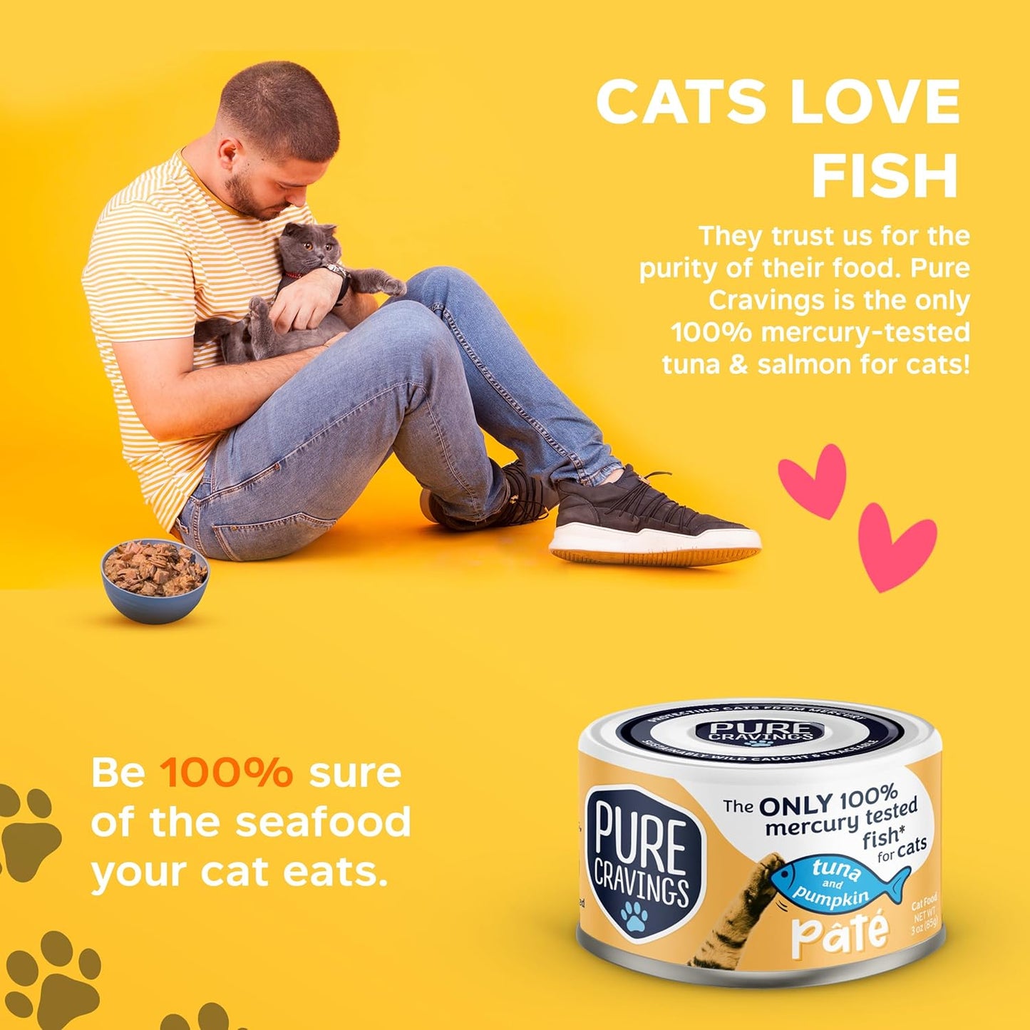 Tuna and Pumpkin Pate, Canned Wet Cat Food, 100% Mercury-Tested, Moist Can Fish, Grain-Free Protein, Non-GMO, 12 Pack