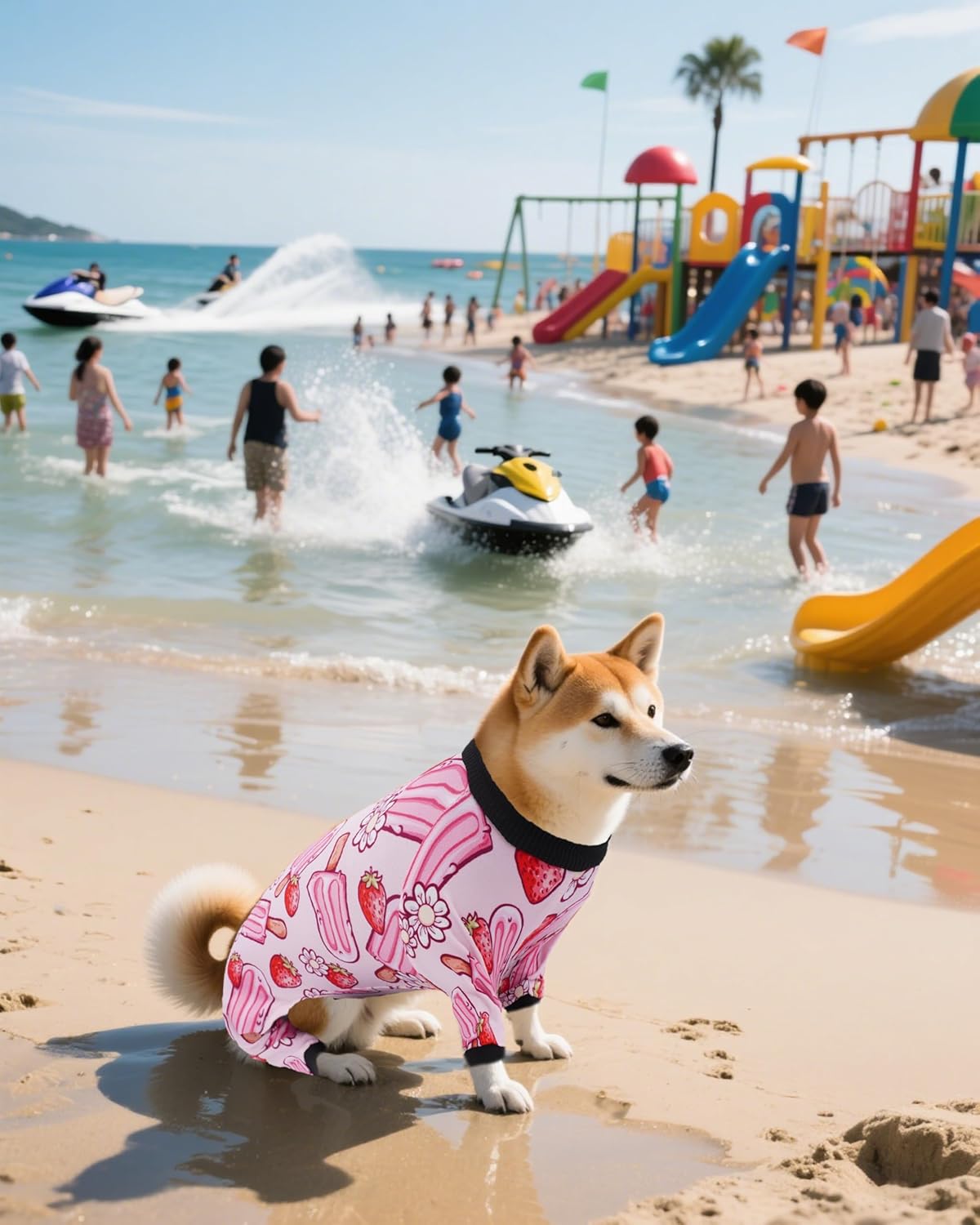 PET SHOW 4 Pack Small Dog Pajamas for Medium Dogs Girl Soft Stretchy PJs Paw Floral Jumpsuit Puppy Doughnut Ice Cream Onesies Outfits with Sleeve Pets Breathable Summer Clothes Costume L