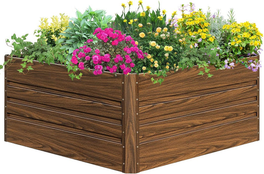 SnugNiture Galvanized Raised Garden Bed 4x4x2FT Outdoor Large Metal Planter Box Steel Kit for Planting Vegetables, Flowers