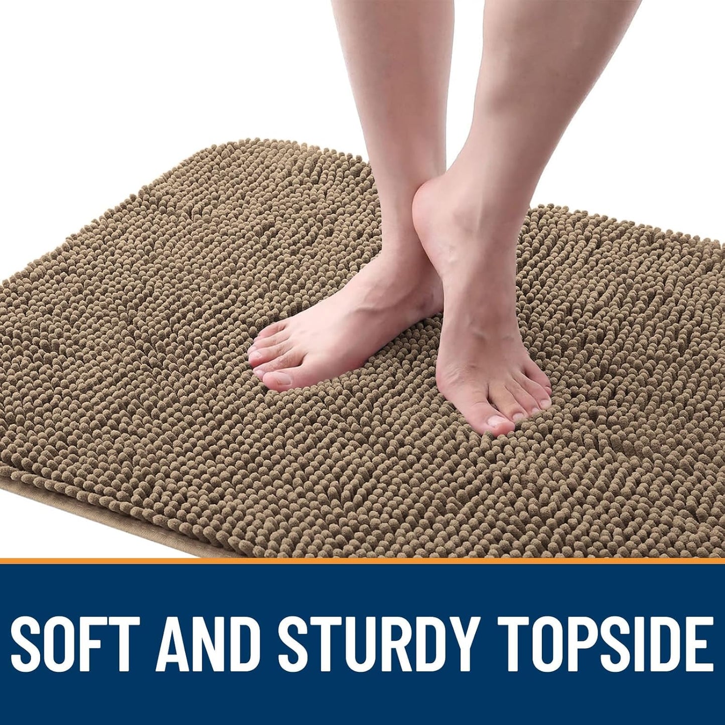 OLANLY Dog Door Mat for Muddy Paws 47x24, Absorbs Moisture and Dirt, Absorbent Non-Slip Washable Doormat, Quick Dry Chenille Mud Mat for Dogs, Entry Indoor Entryway Carpet for Inside Floor, Tan