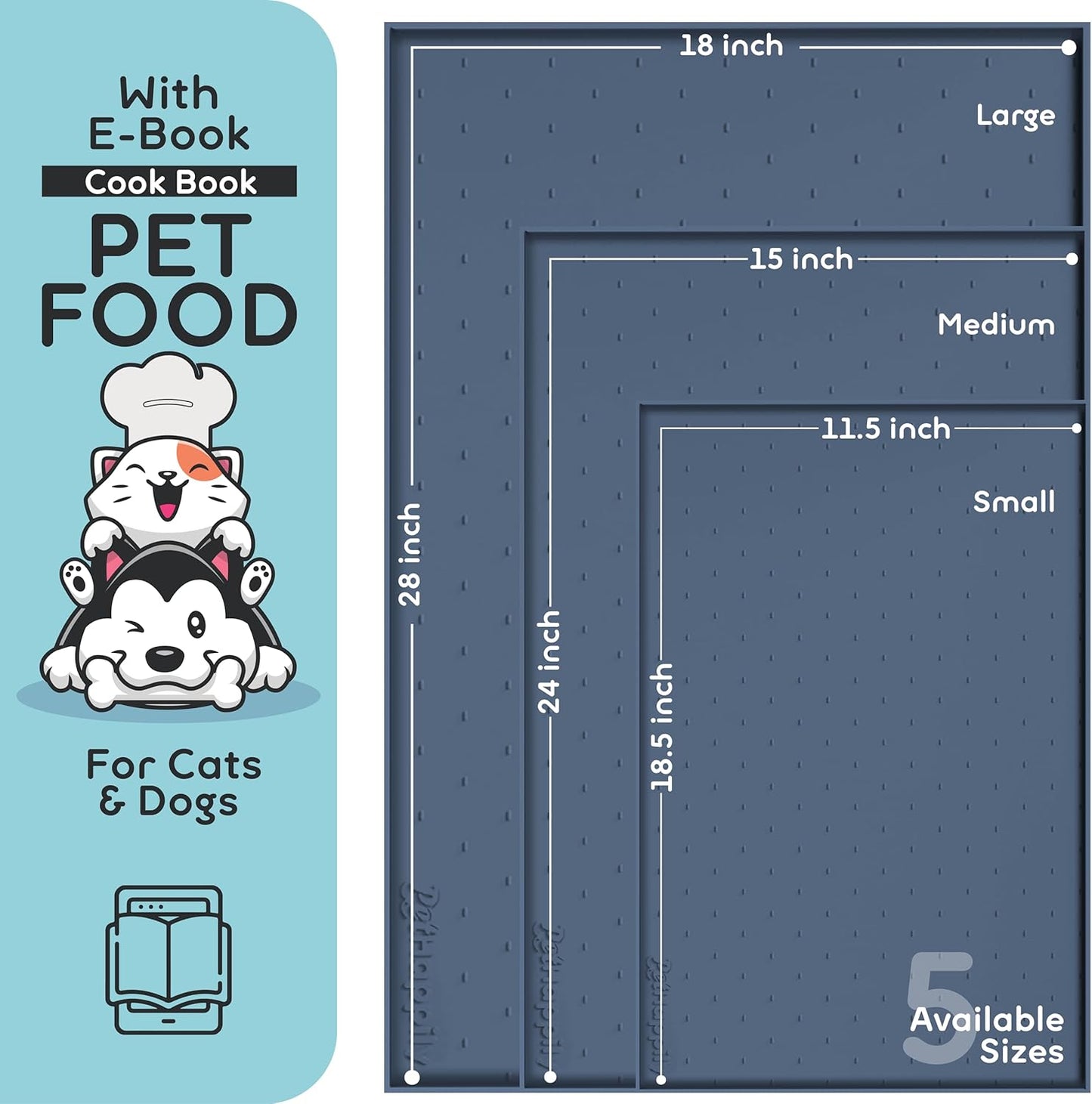 Dog Food Mat - 24x15 Raised Edges Dogs Mat for Food and Water Prevent Spill, Waterproof Cat Food Mats Protect Floors, Easy Clean Dog Bowl Mats for Food and Water, Silicone Pet Feeding Placemats