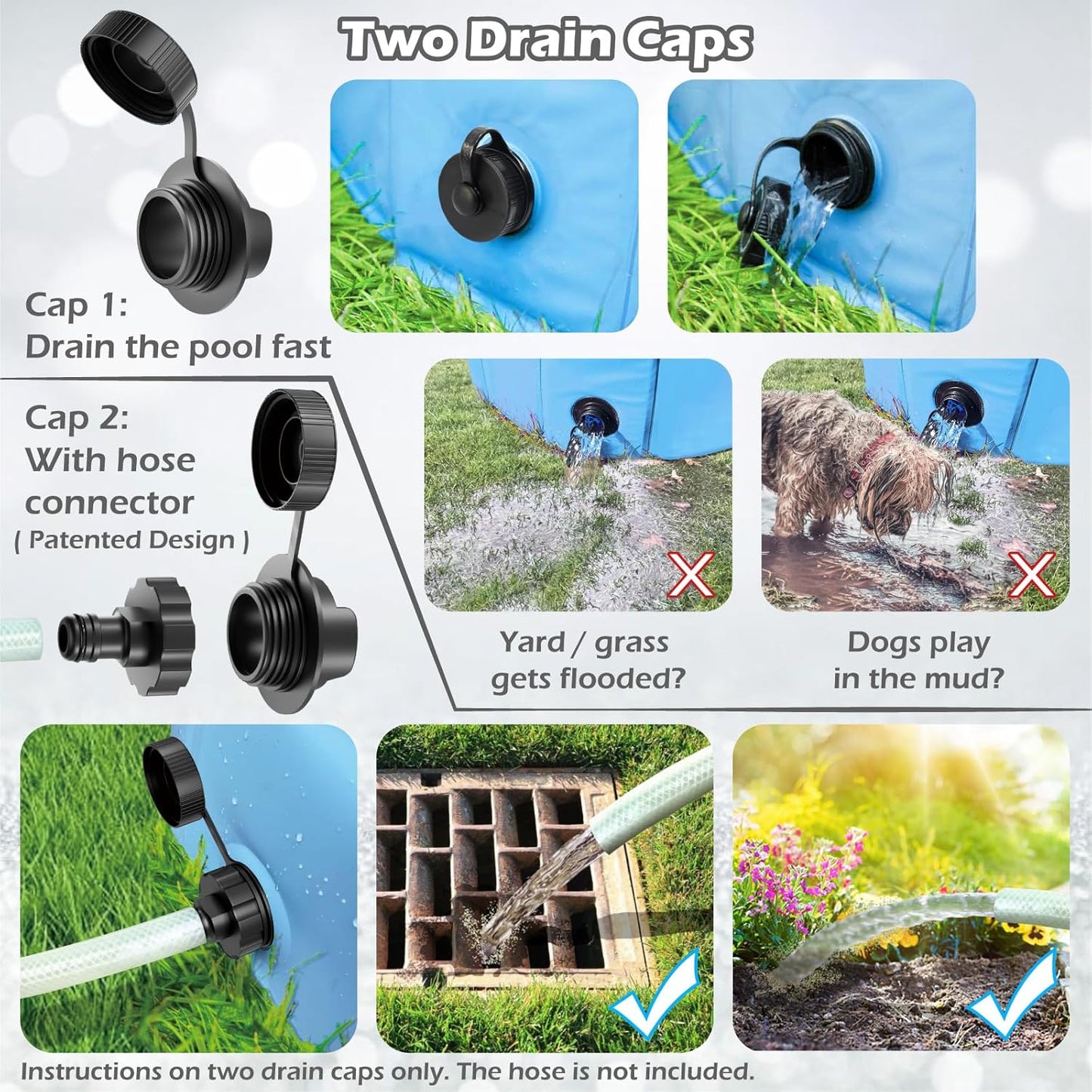 Jasonwell Foldable Dog Pool Collapsible Hard Plastic Dog Swimming Pool Portable Kiddie Pool Pet Pool Doggie Wading Pool Bath Tub for Puppy Small Medium Large Dogs Cats and Kids 97"