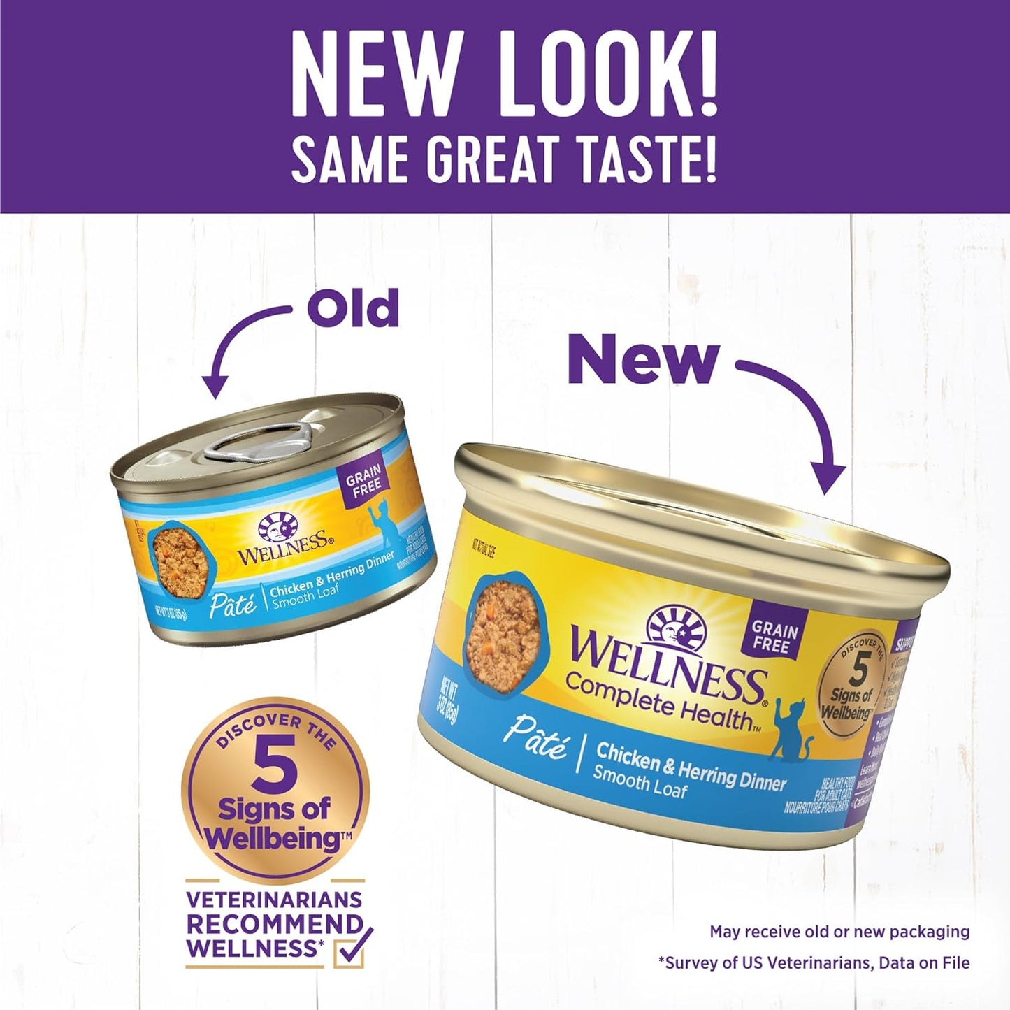 Wellness Complete Health Pate Adult Wet Cat Food, Natural, Protein-Rich, Grain-Free, 3 Ounce, 24 Pack, (Chicken & Herring)