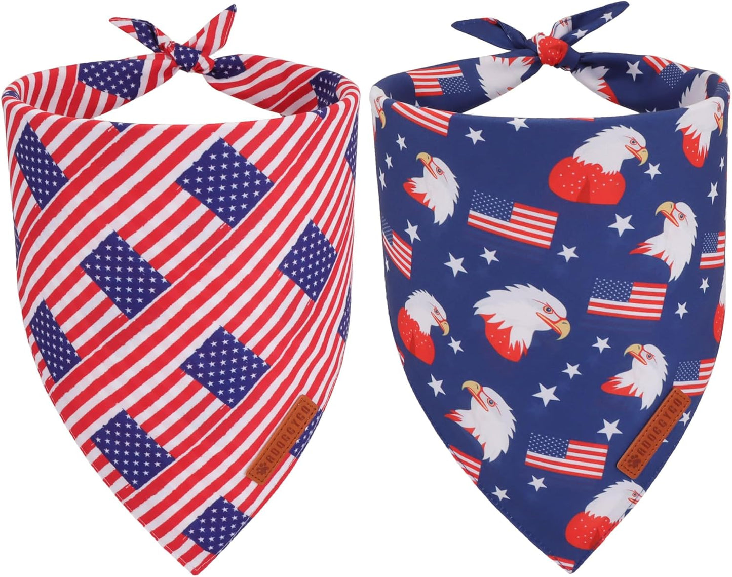 ADOGGYGO American Flag Dog Bandanas, Red Blue Patriotic Eagles USA Flag Scarf, Multi Size, 4th of July Bandana for Small Dogs Pets (Small)