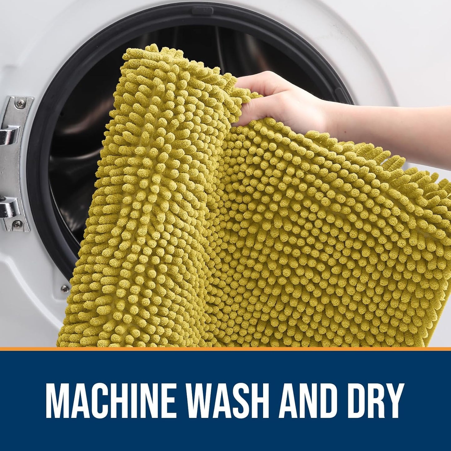 OLANLY Dog Door Mat for Muddy Paws 44x24, Absorbs Moisture and Dirt, Absorbent Non-Slip Washable Doormat, Quick Dry Chenille Mud Mat, Entry Indoor Entryway Carpet for Inside Floor, Mustard Yellow