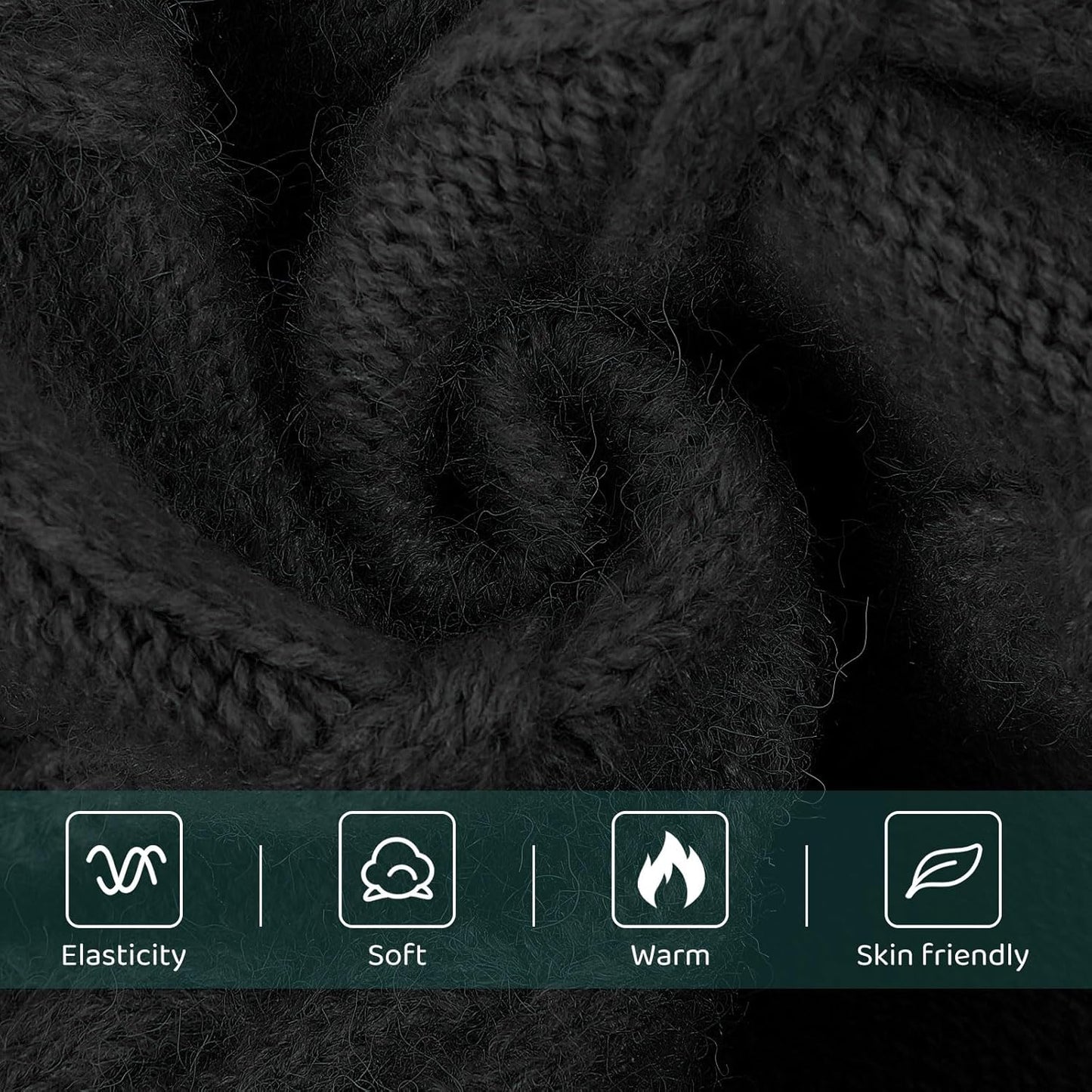 Queenmore Small Dog Pullover Sweater, Cold Weather Cable Knitwear, Classic Turtleneck Thick Warm Clothes for Chihuahua, Bulldog, Dachshund, Pug (Black, Large)