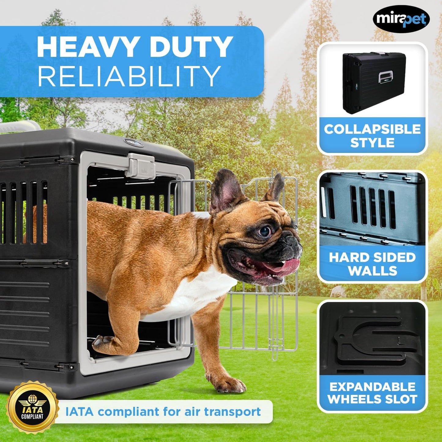 USA Pet Carrier & Crate 26" - Premium Collapsible Design for Medium Cats and Dogs - Portable Kennel for Indoor/Outdoor Use - 360-Degree Ventilation & Hard Plastic Wall Protection